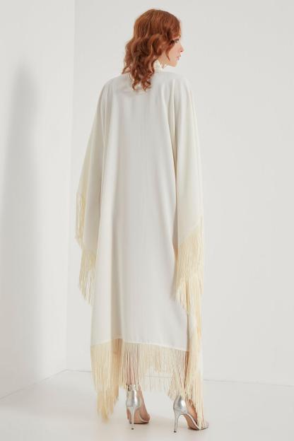 Satin Tassel Batwing Sleeve Midi Dress