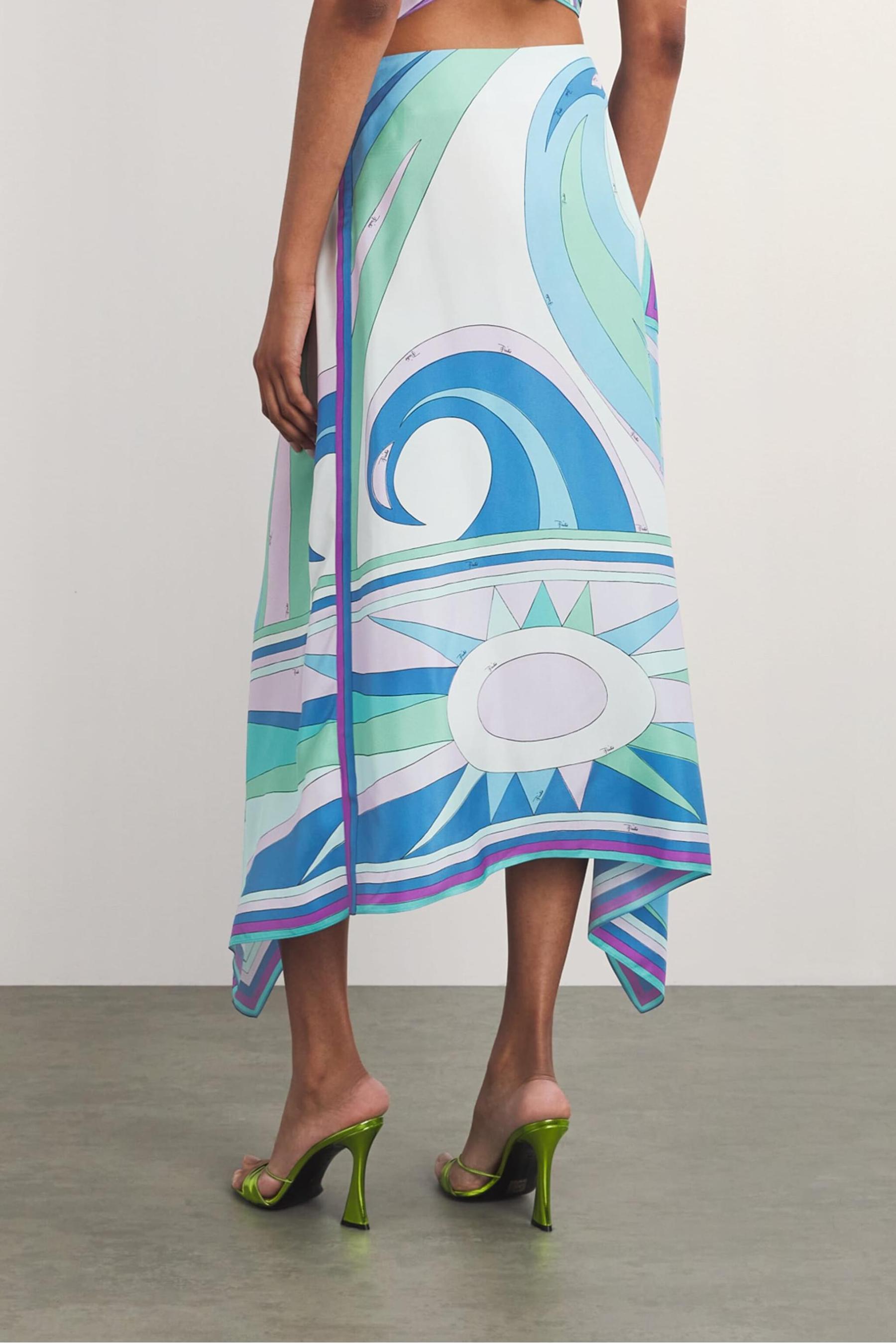 Satin Halter Neck Mini Top & Scarf Print Mid Waist Midi Skirt Set