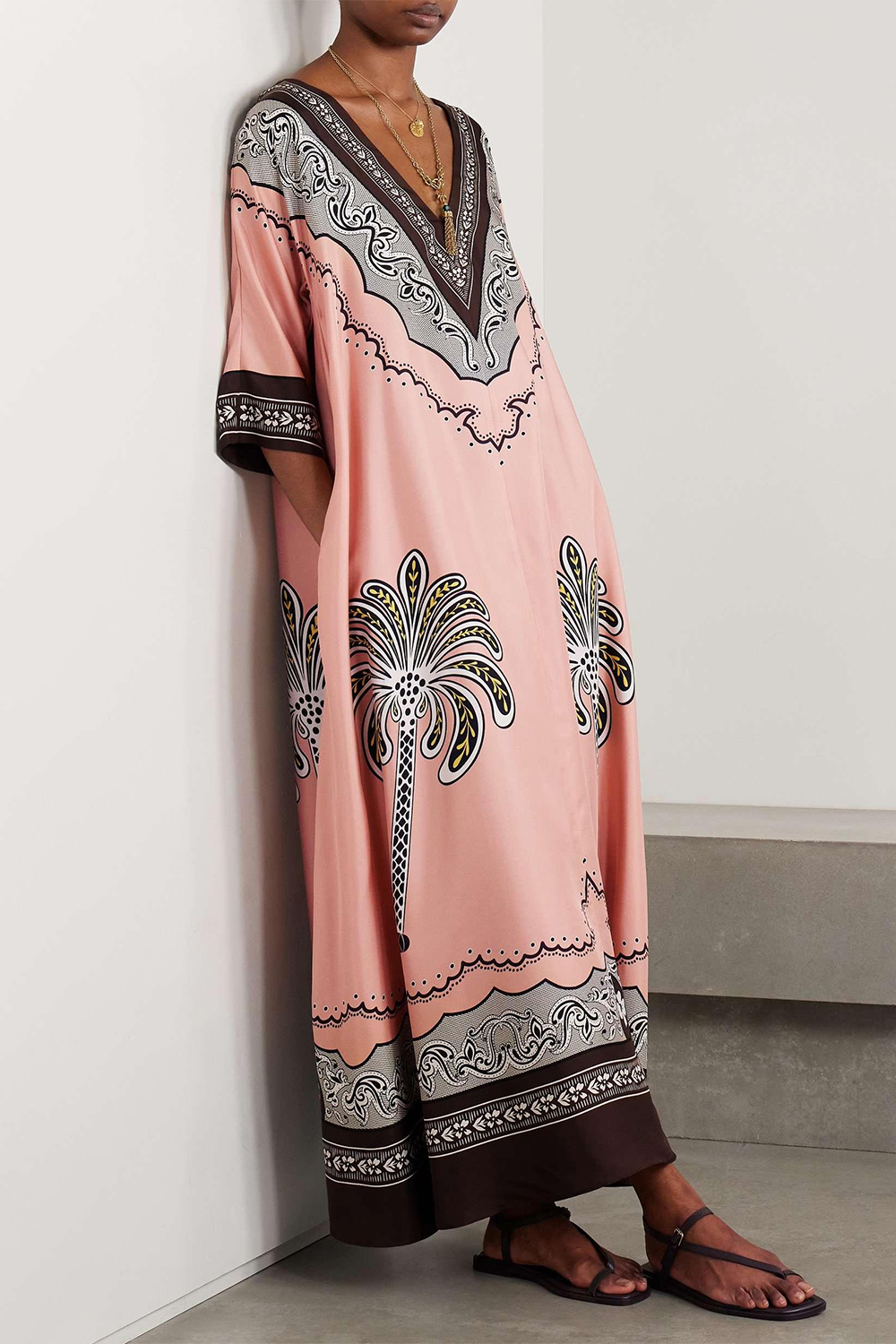 Paisley Print V-Neck Midi Dress