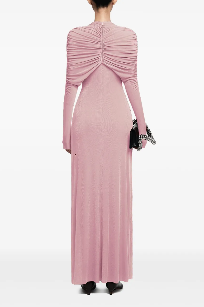 Jersey Knotted Long Sleeve Maxi Dress