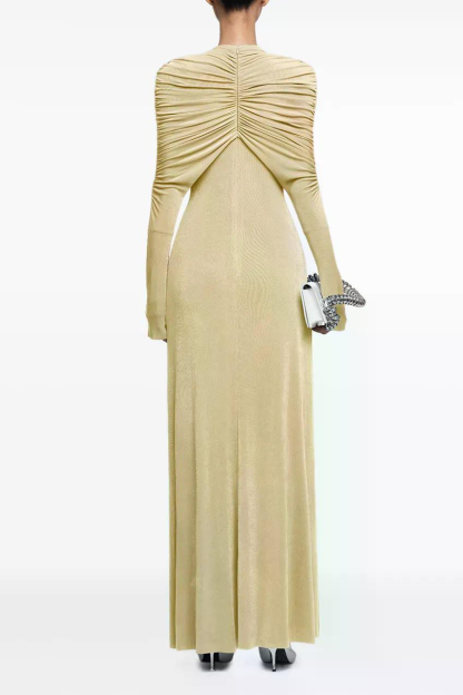 Jersey Knotted Long Sleeve Maxi Dress