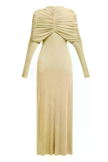 Jersey Knotted Long Sleeve Maxi Dress
