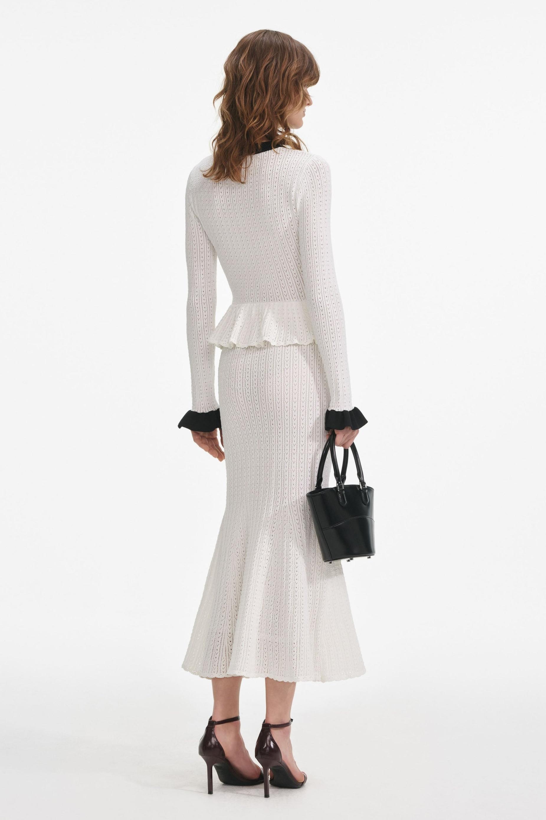 Jersey Contrast Color Metal Button Midi Dress