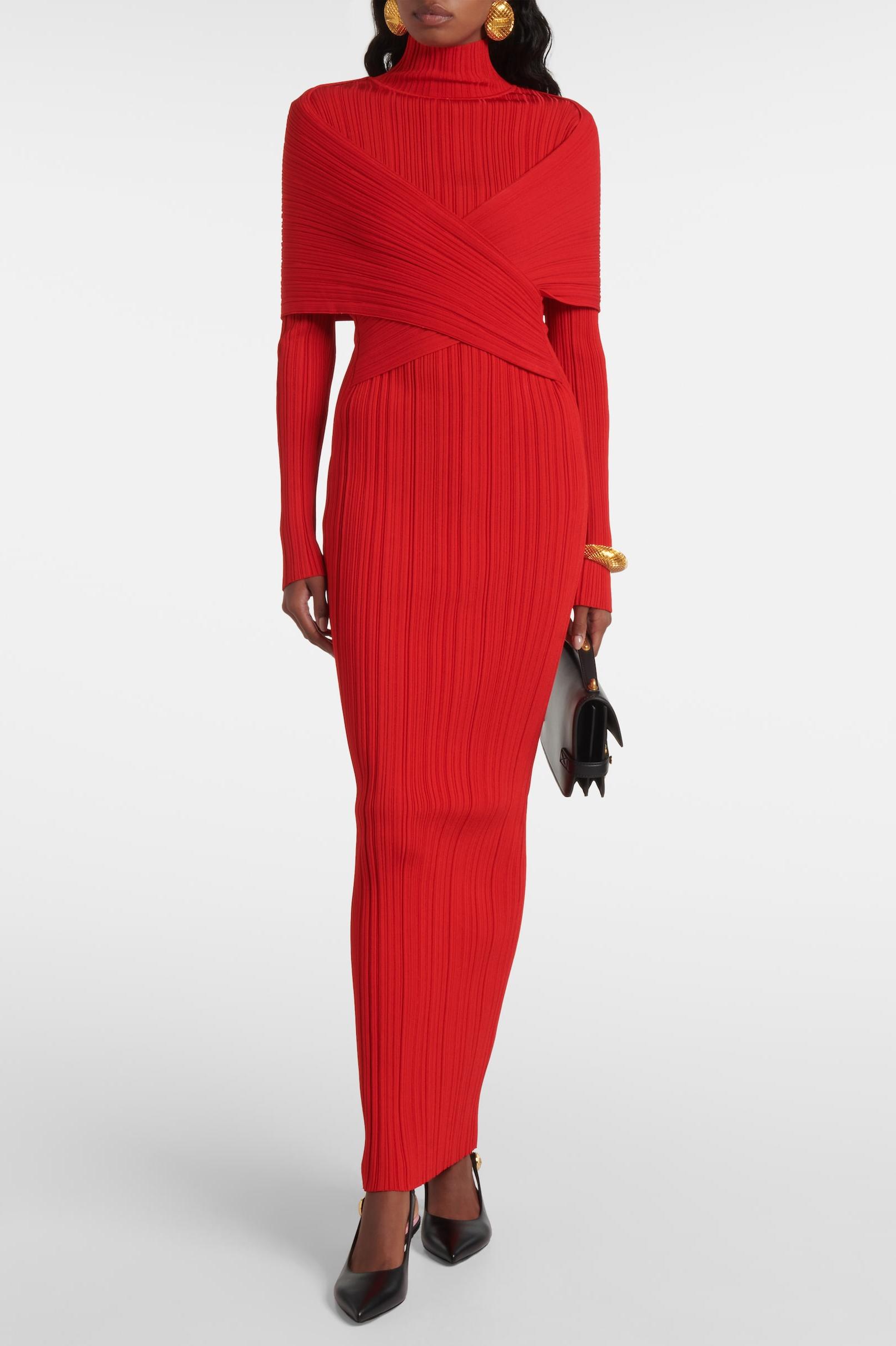 Knit Long Sleeve High Neck Maxi Dress