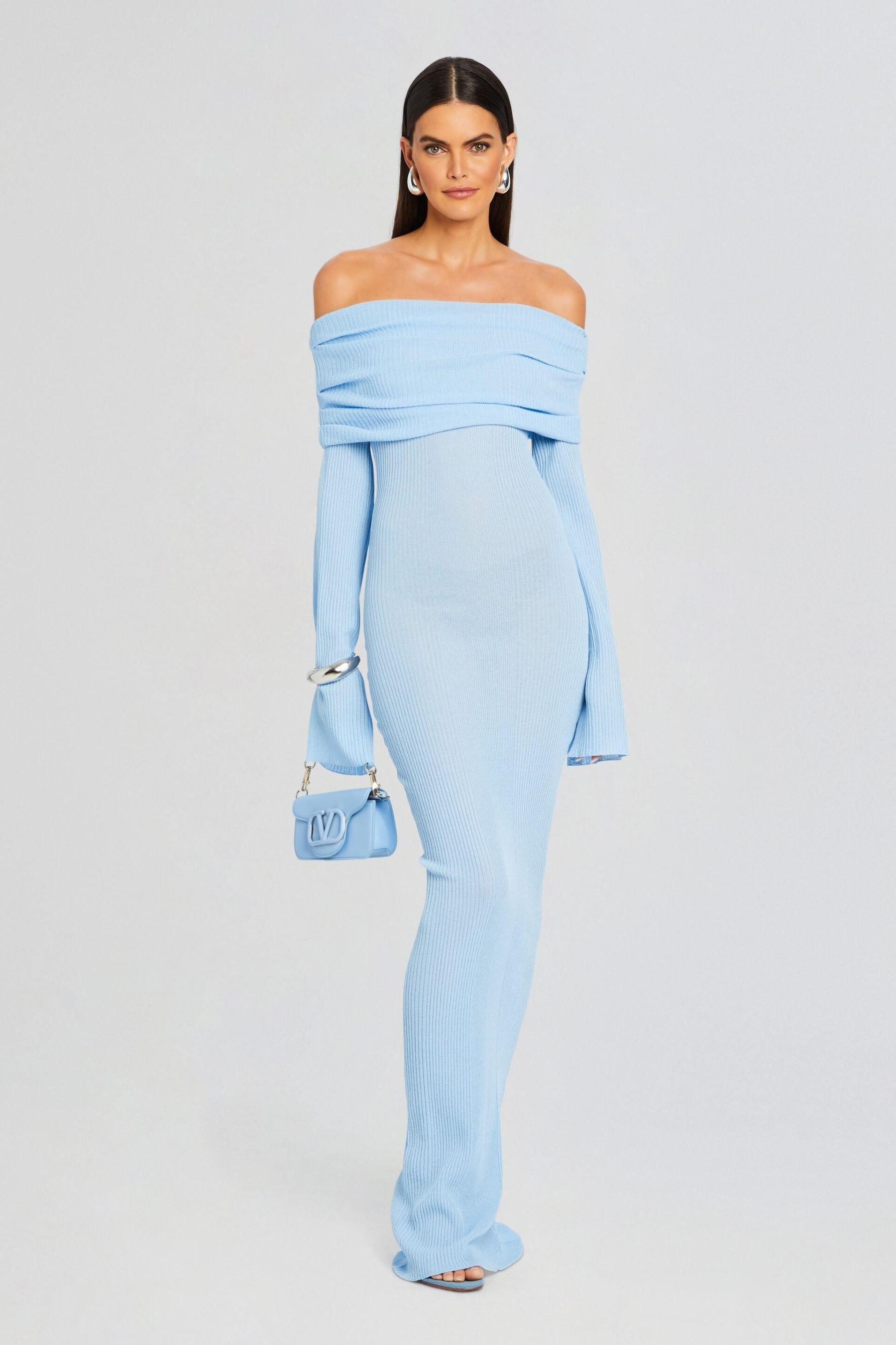 Jersey Off-Shoulder Long Sleeve Maxi Dress