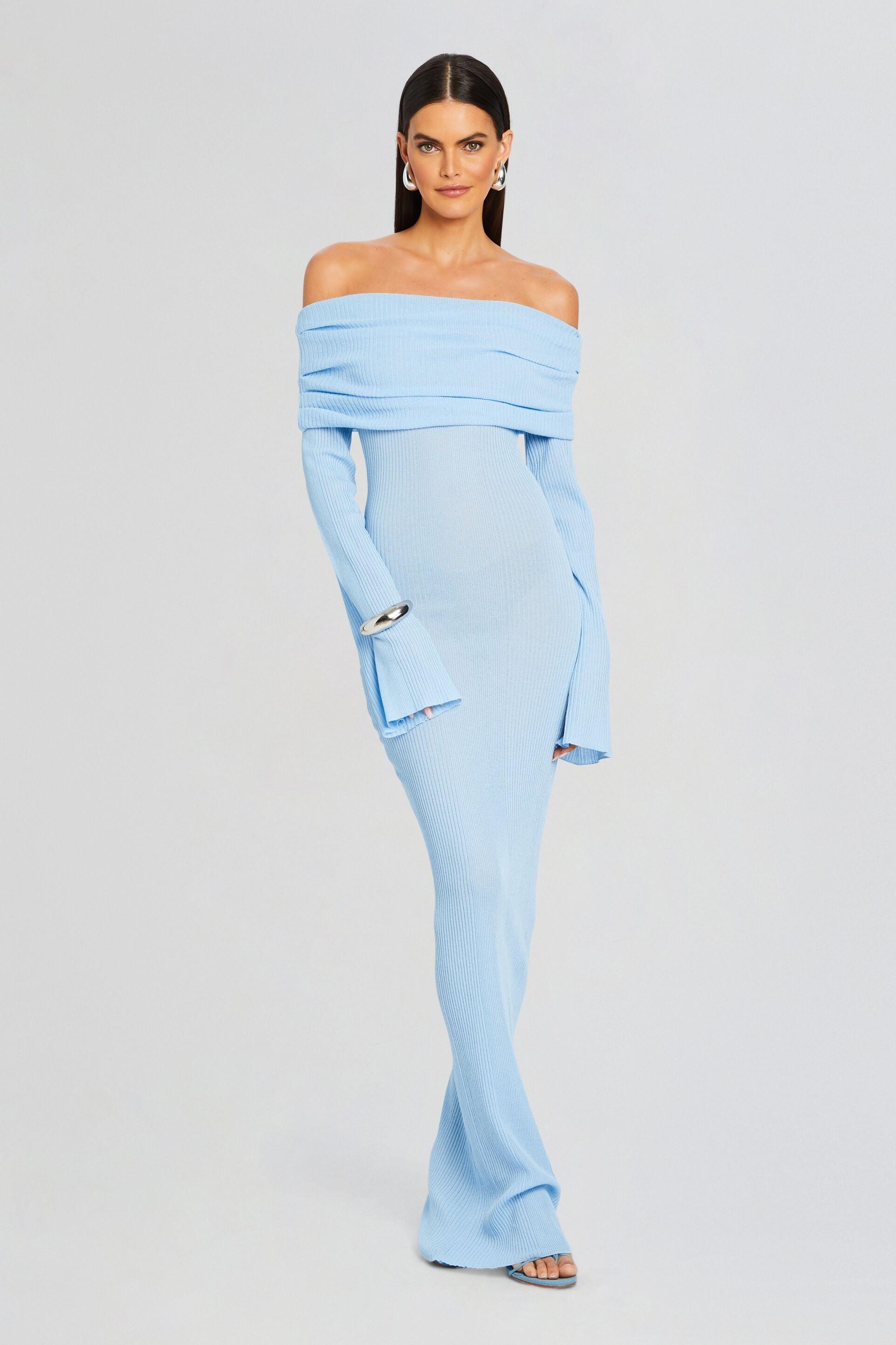 Jersey Off-Shoulder Long Sleeve Maxi Dress