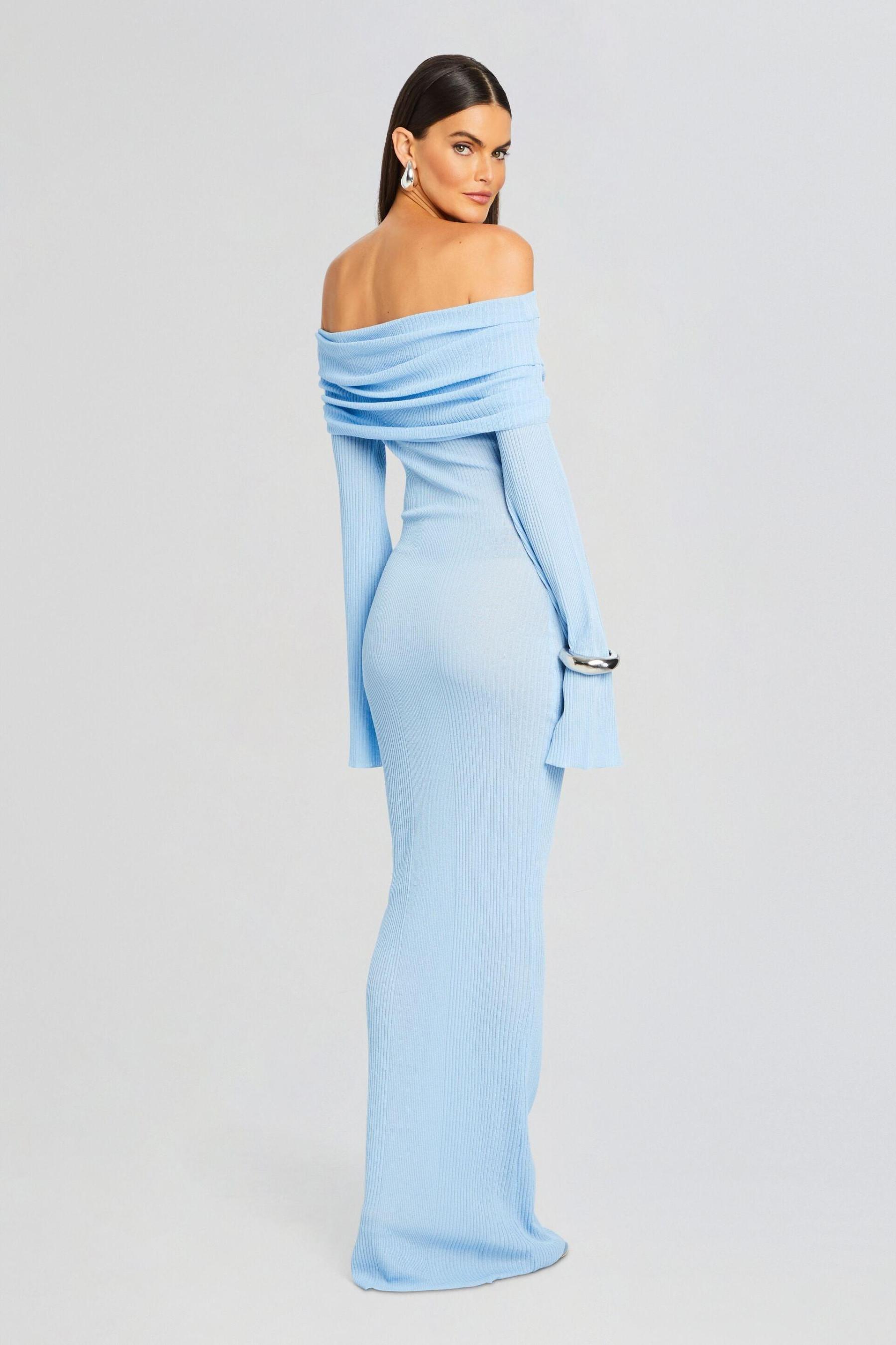 Jersey Off-Shoulder Long Sleeve Maxi Dress