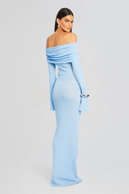 Jersey Off-Shoulder Long Sleeve Maxi Dress