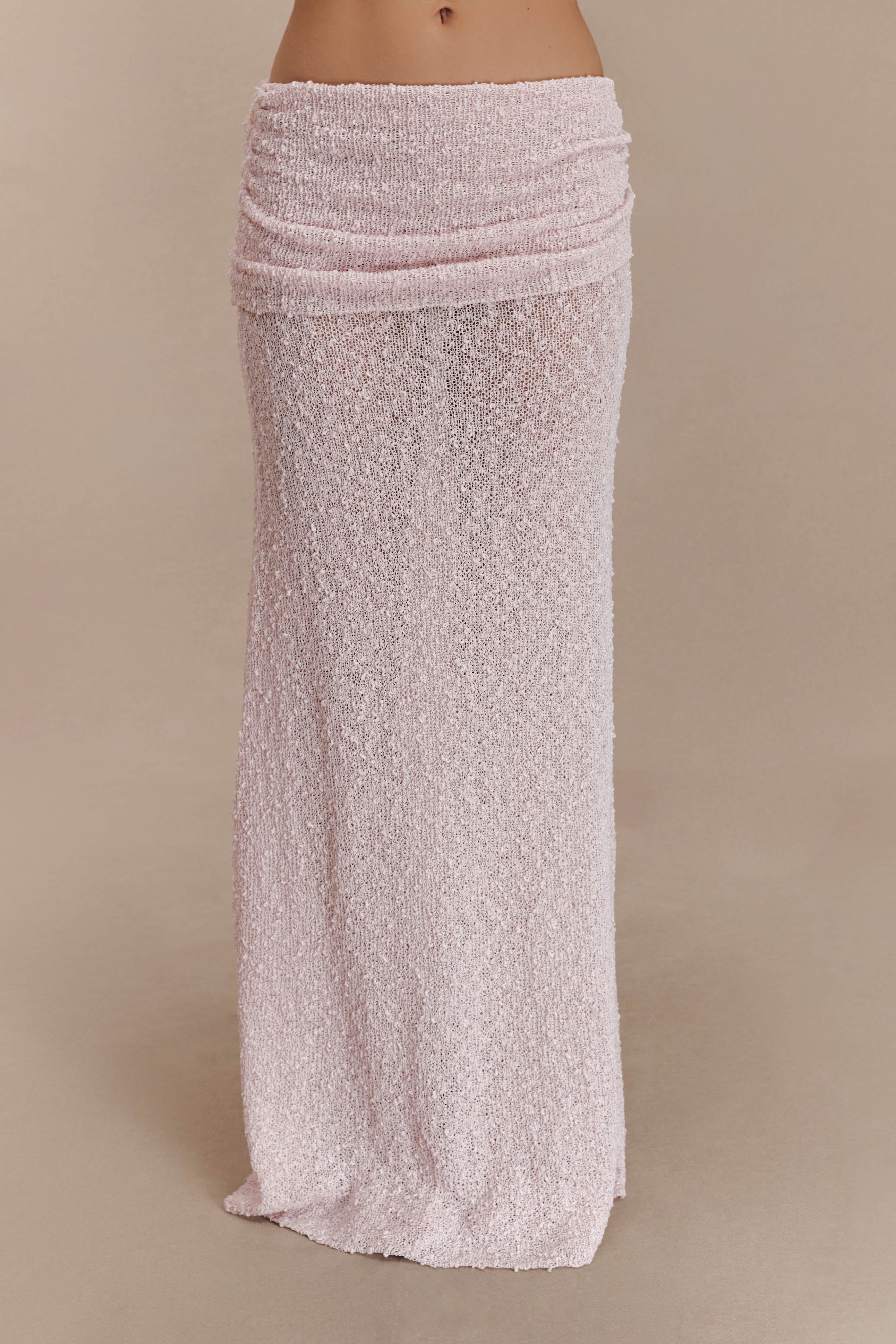 Jersey Skew Collar Long Sleeve Top & High Waist Maxi Skirt Set