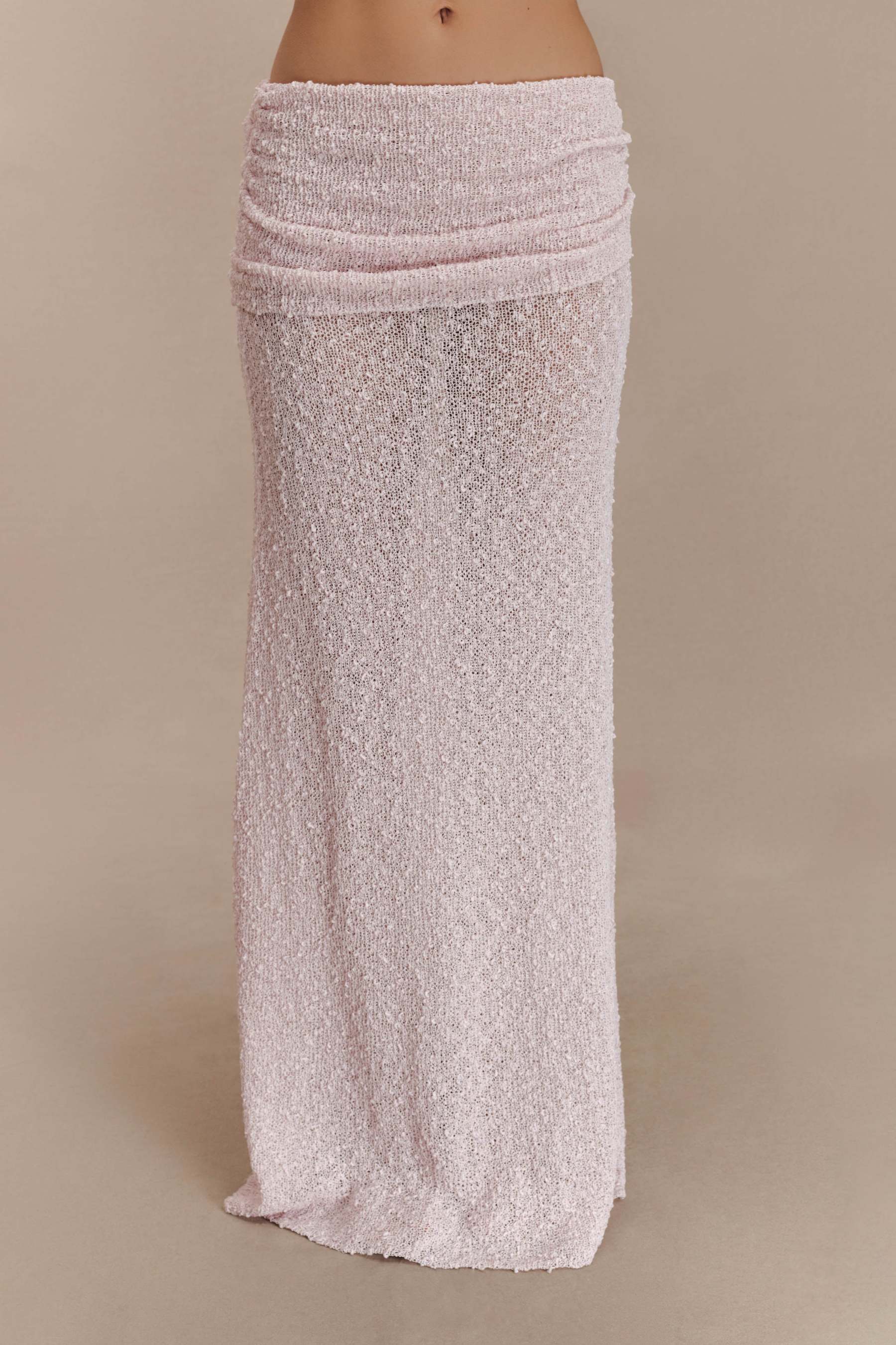 Jersey Skew Collar Long Sleeve Top & High Waist Maxi Skirt Set