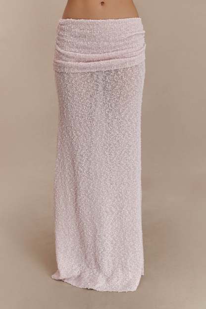 Jersey Skew Collar Long Sleeve Top & High Waist Maxi Skirt Set