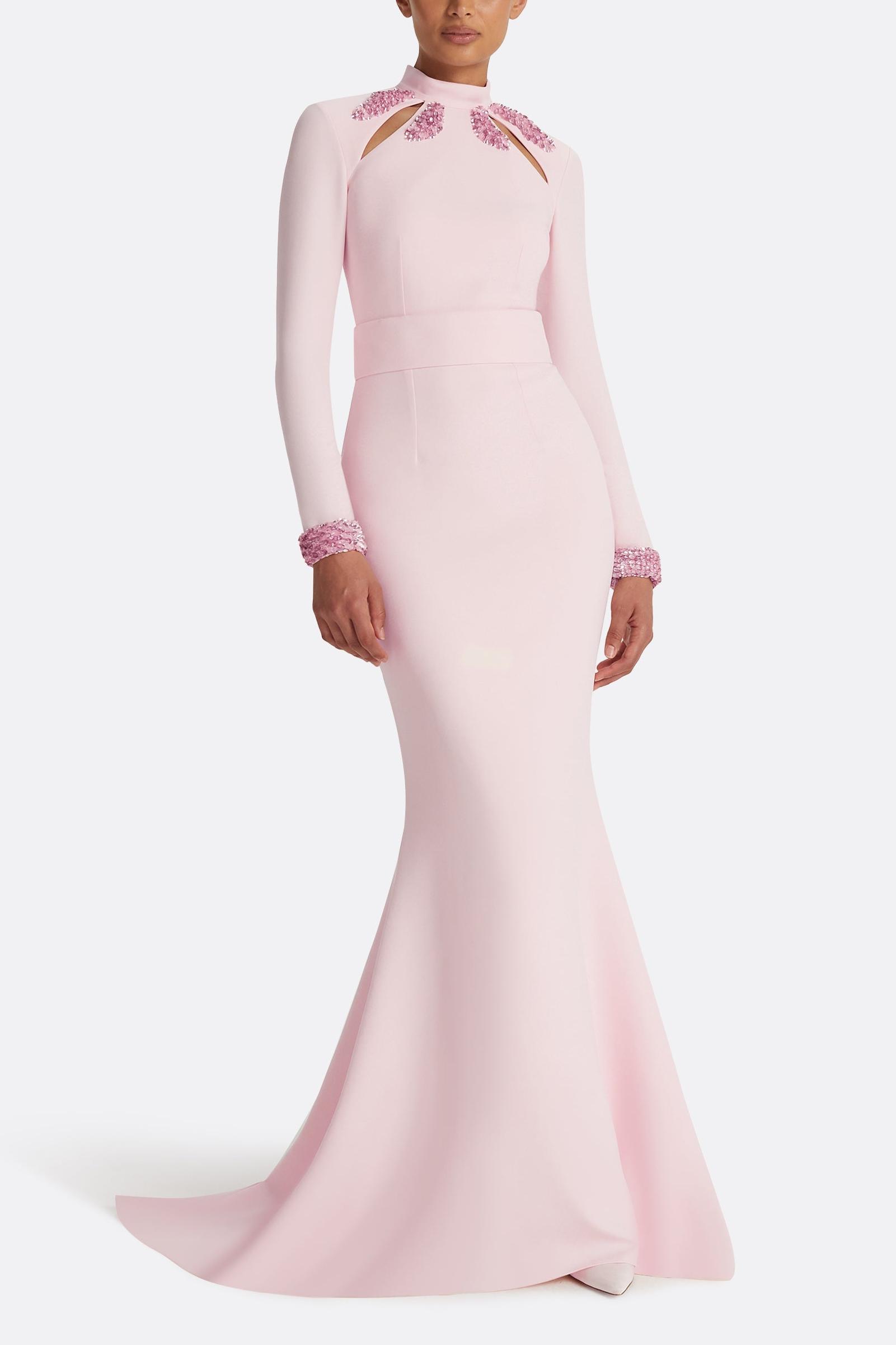 Sequin Cut-Out Long Sleeve Maxi Dress