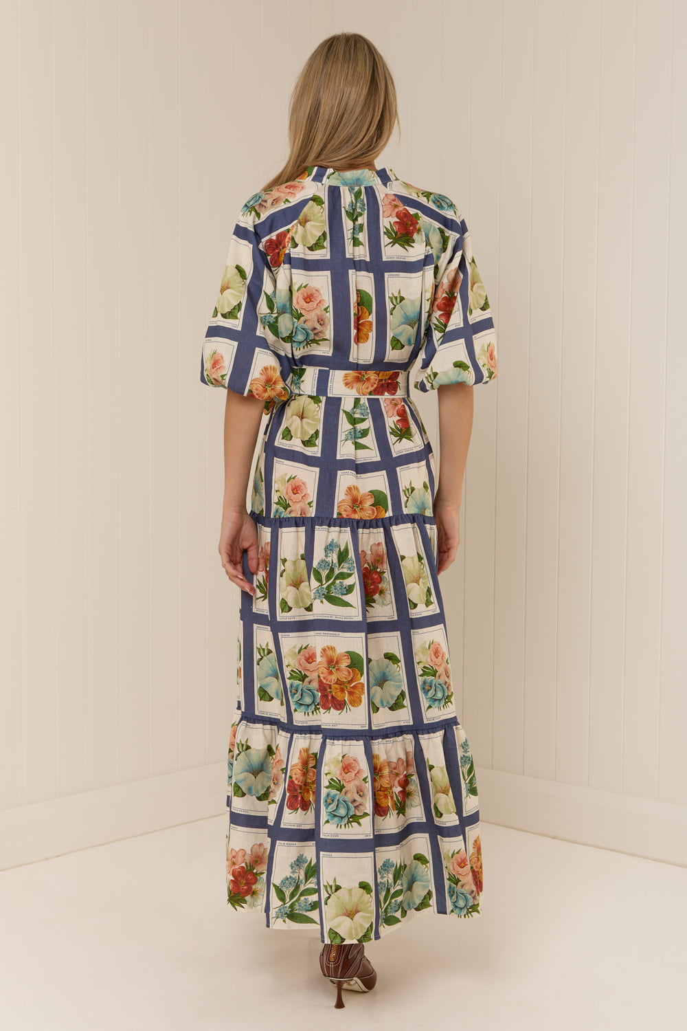 Floral Single Breasted Midi Dress With Belt