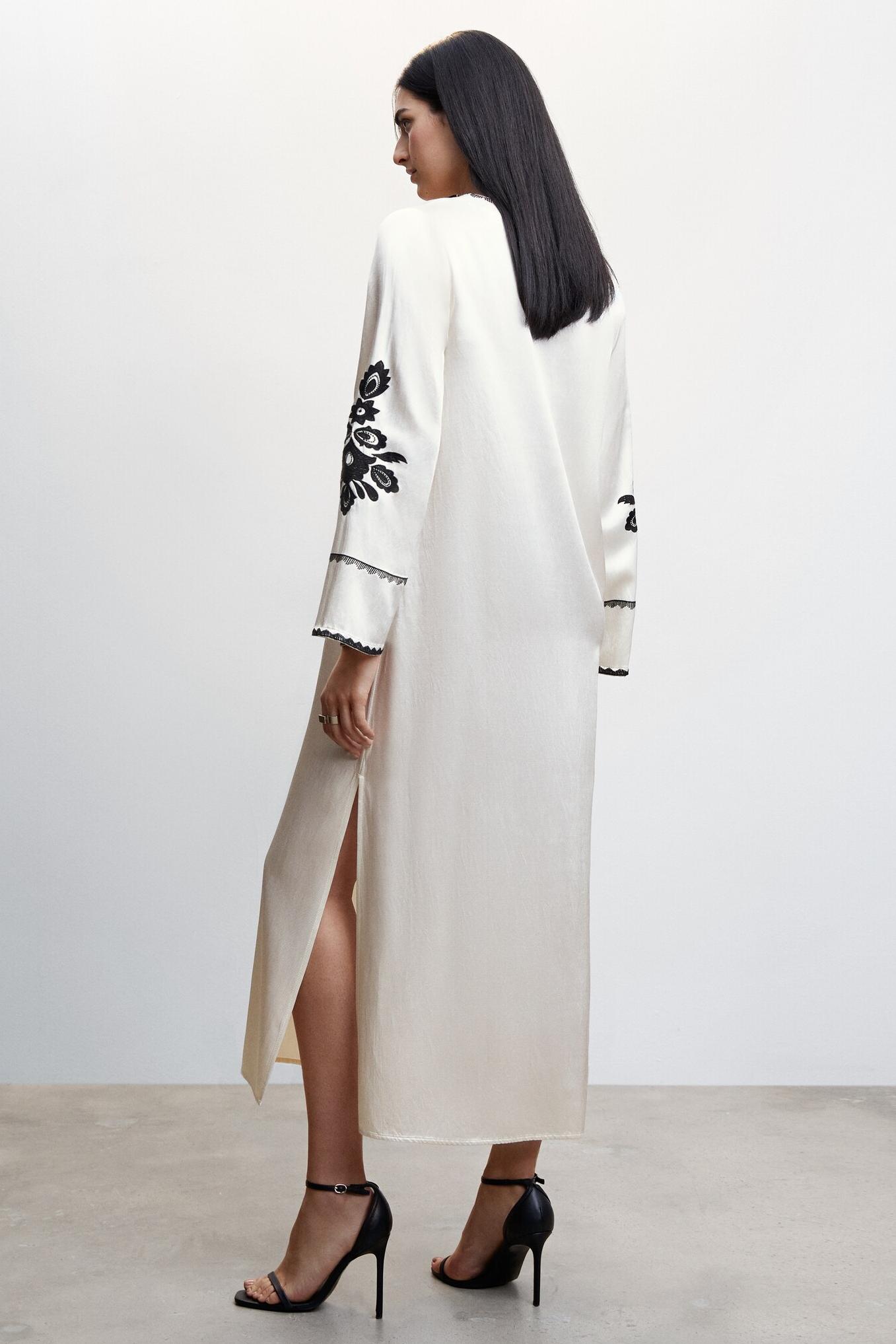 Embroidered Paisley Long Sleeve Midi Dress