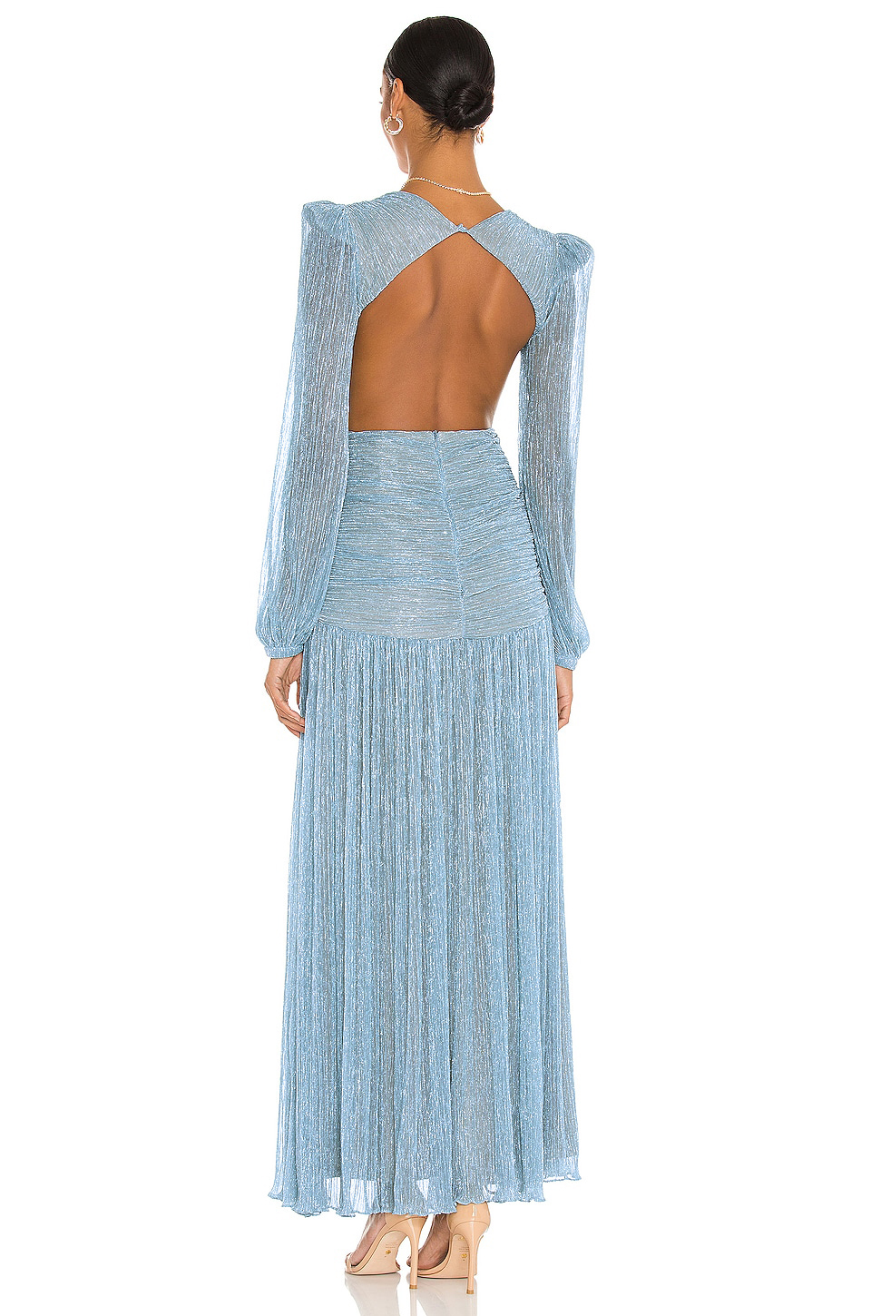 Luxury Pleated V-Neck Cut-Out Maxi Dress