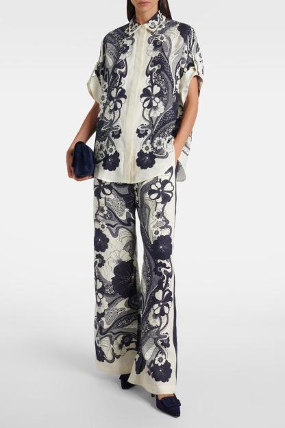Floral Flapped Top & High Waist Pants Set