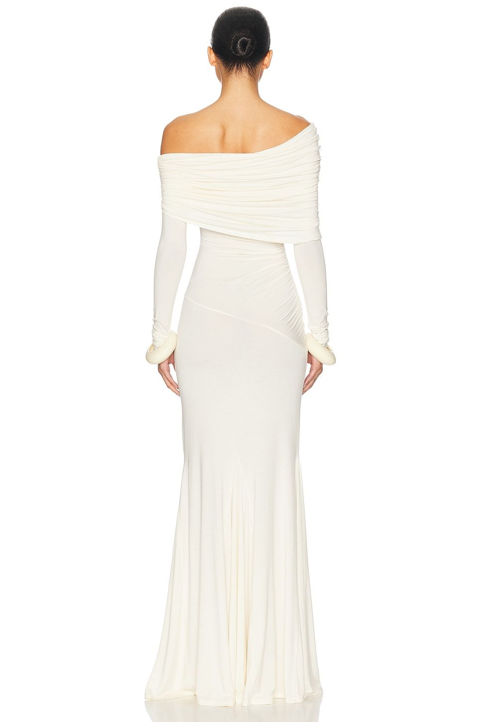Jersey Gathering Off Shoulder Maxi Dress
