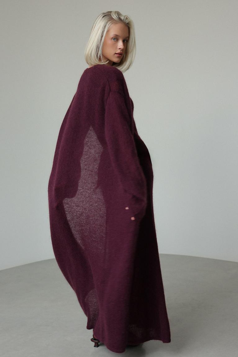 Knit Round Neck Midi Dress With Coat