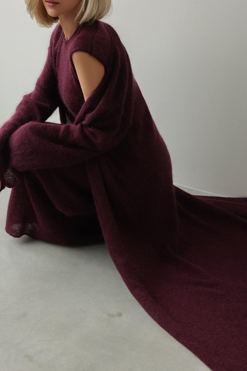 Knit Round Neck Midi Dress With Coat