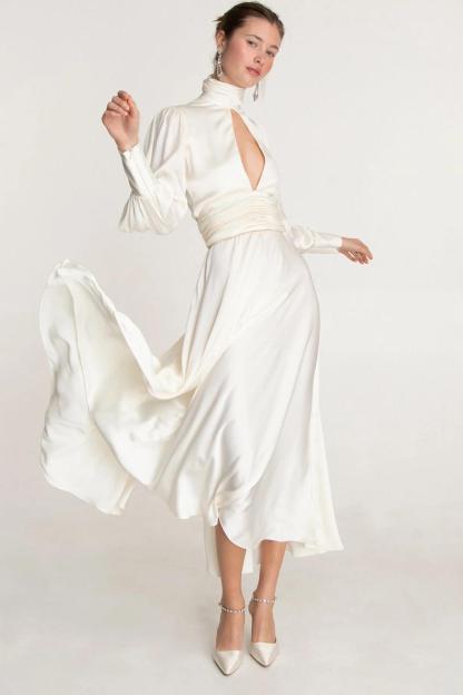 Satin Backless Tie-Up Midi Dress