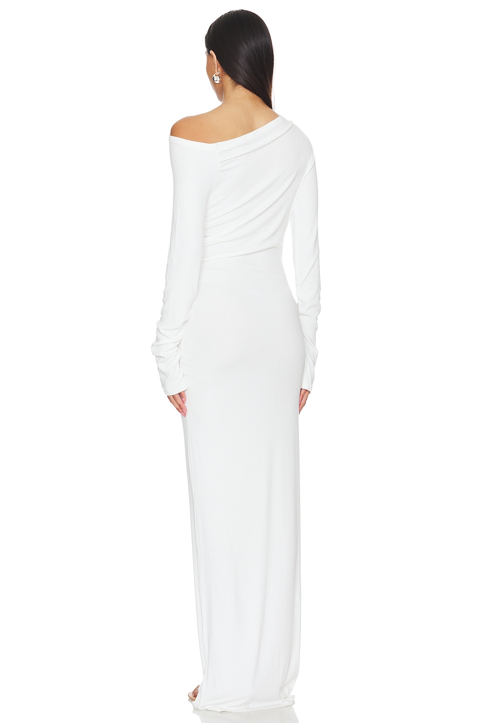 Jersey Skew Collar Long Sleeve Maxi Dress