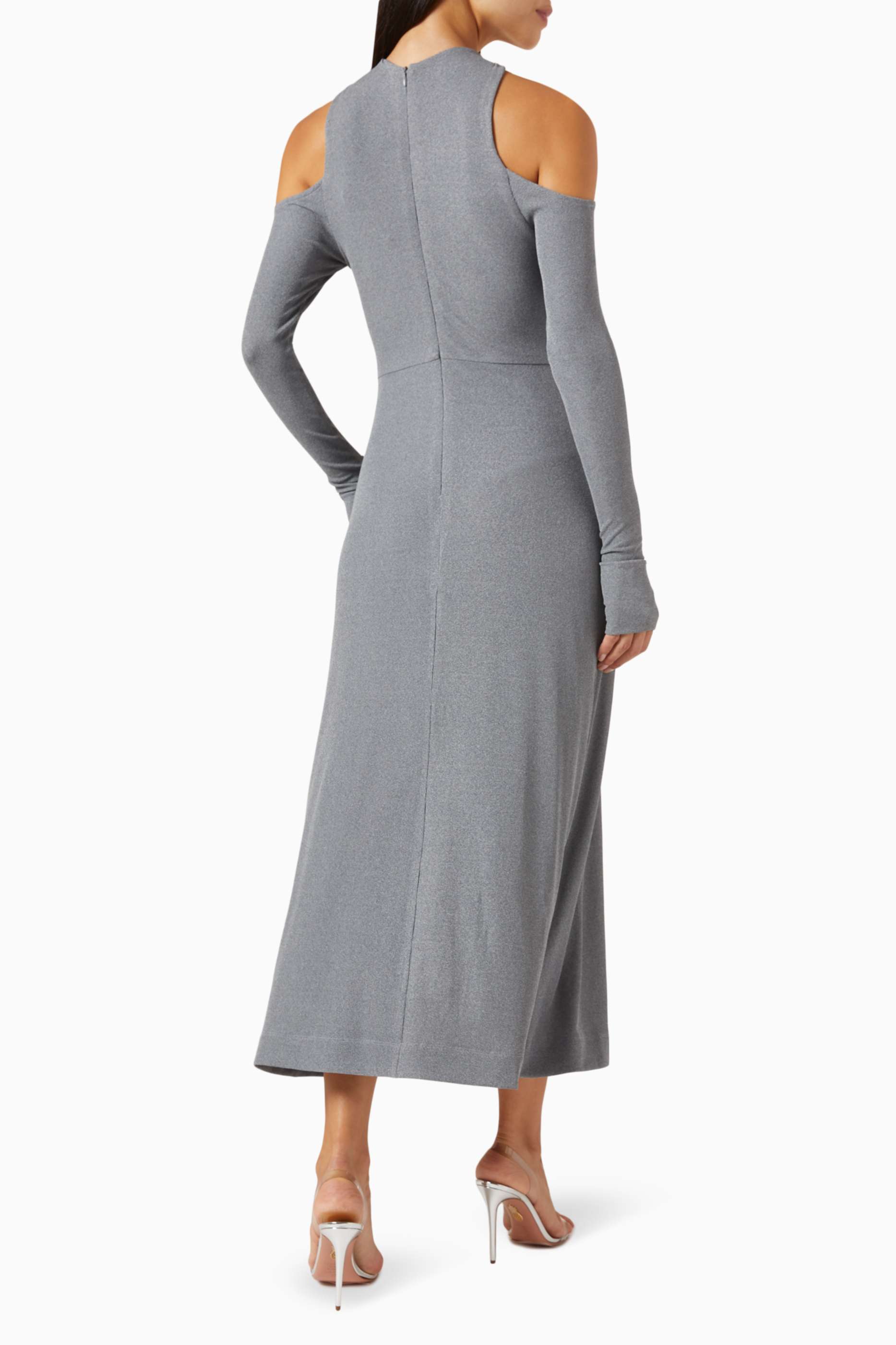 Jersey Halter Neck Knotted Midi Dress