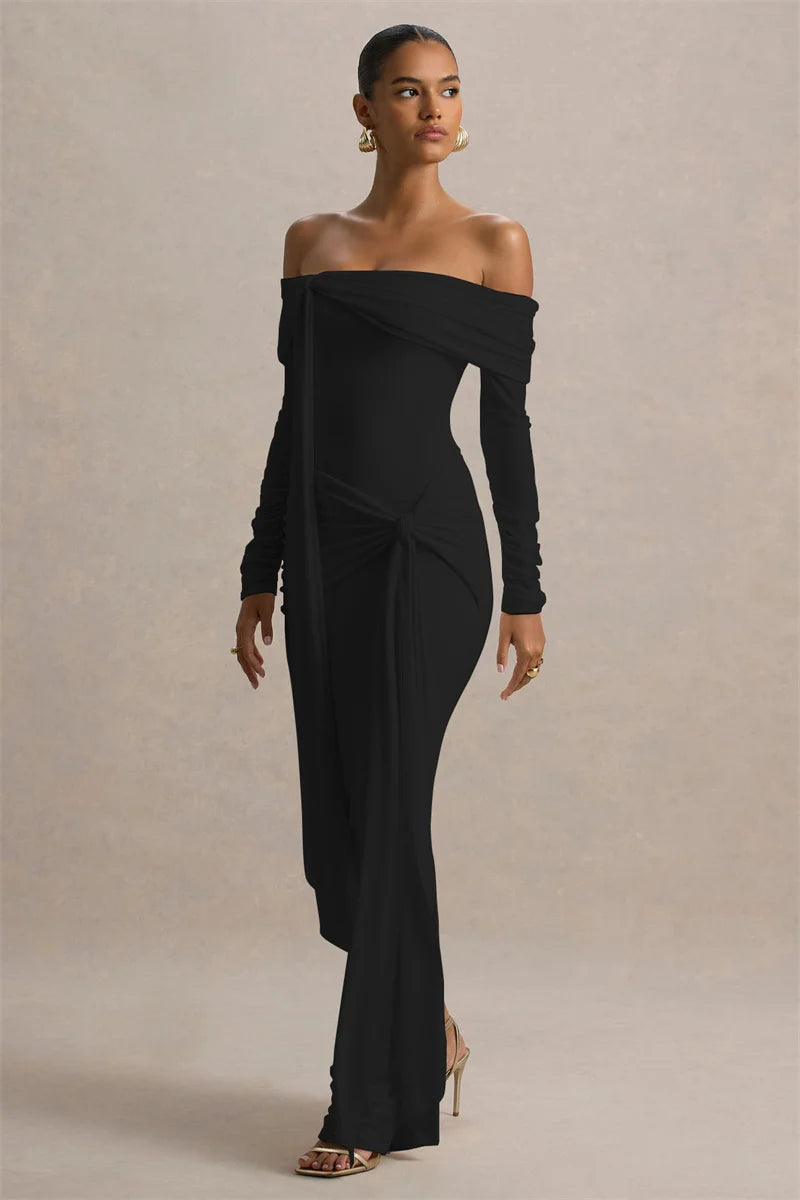 Solid Jersey Knotted Maxi Dress