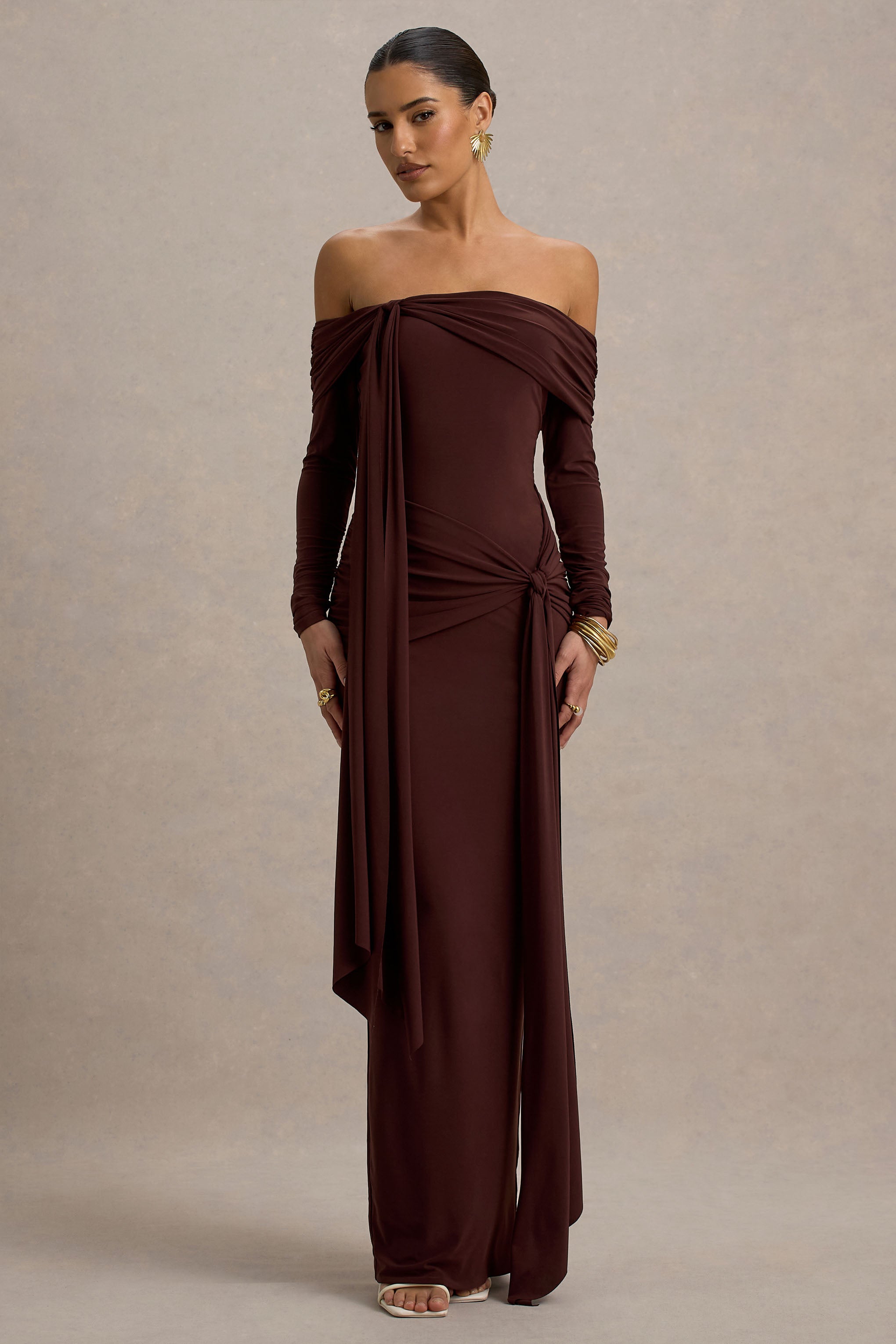Solid Jersey Knotted Maxi Dress