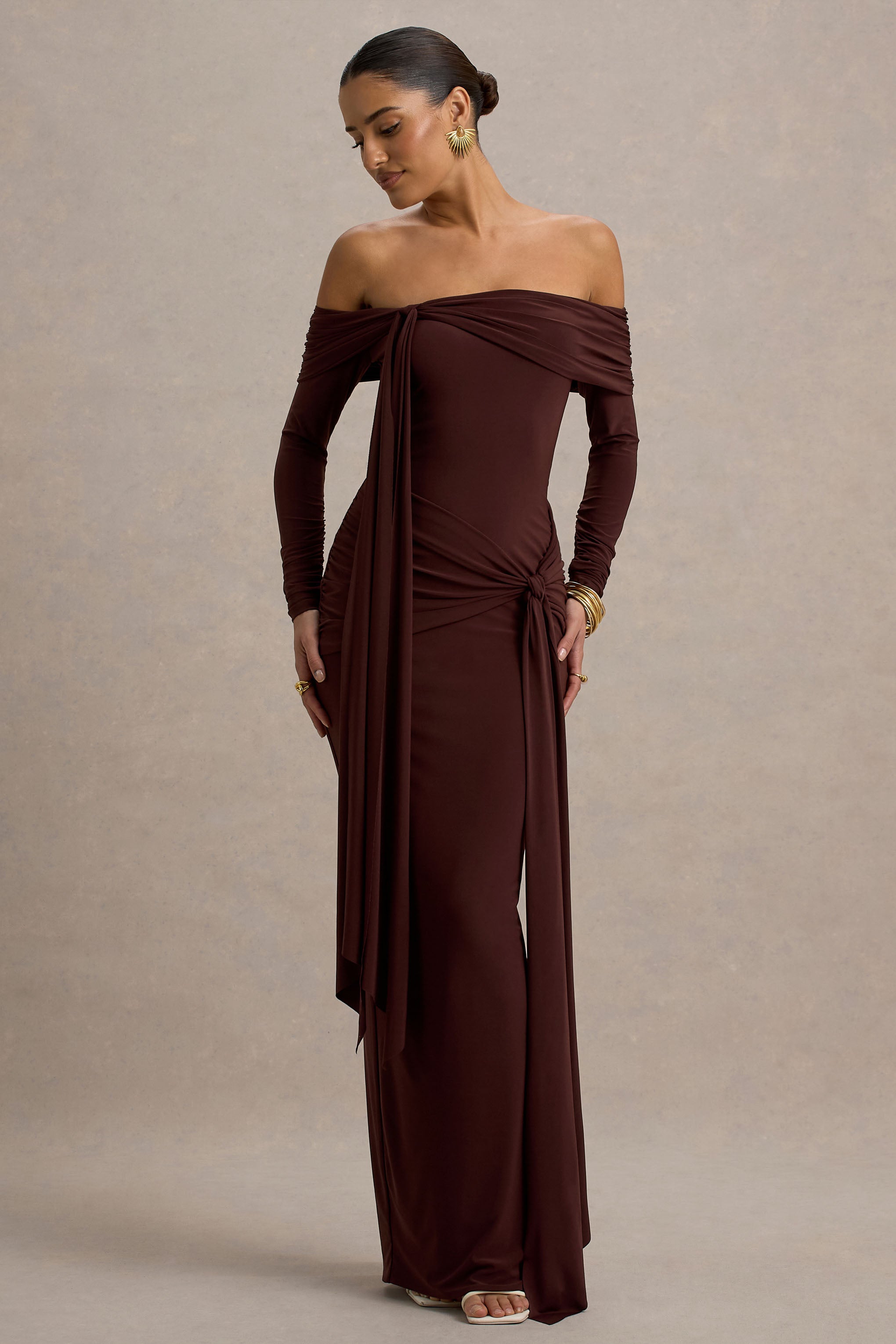 Solid Jersey Knotted Maxi Dress