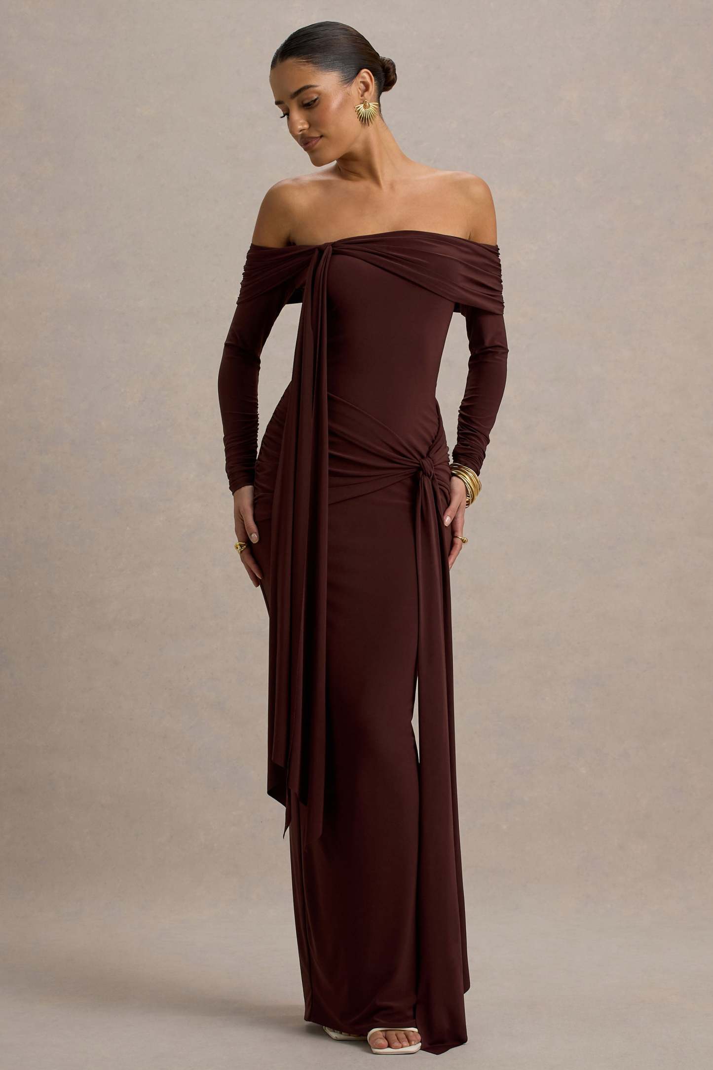 Solid Jersey Knotted Maxi Dress