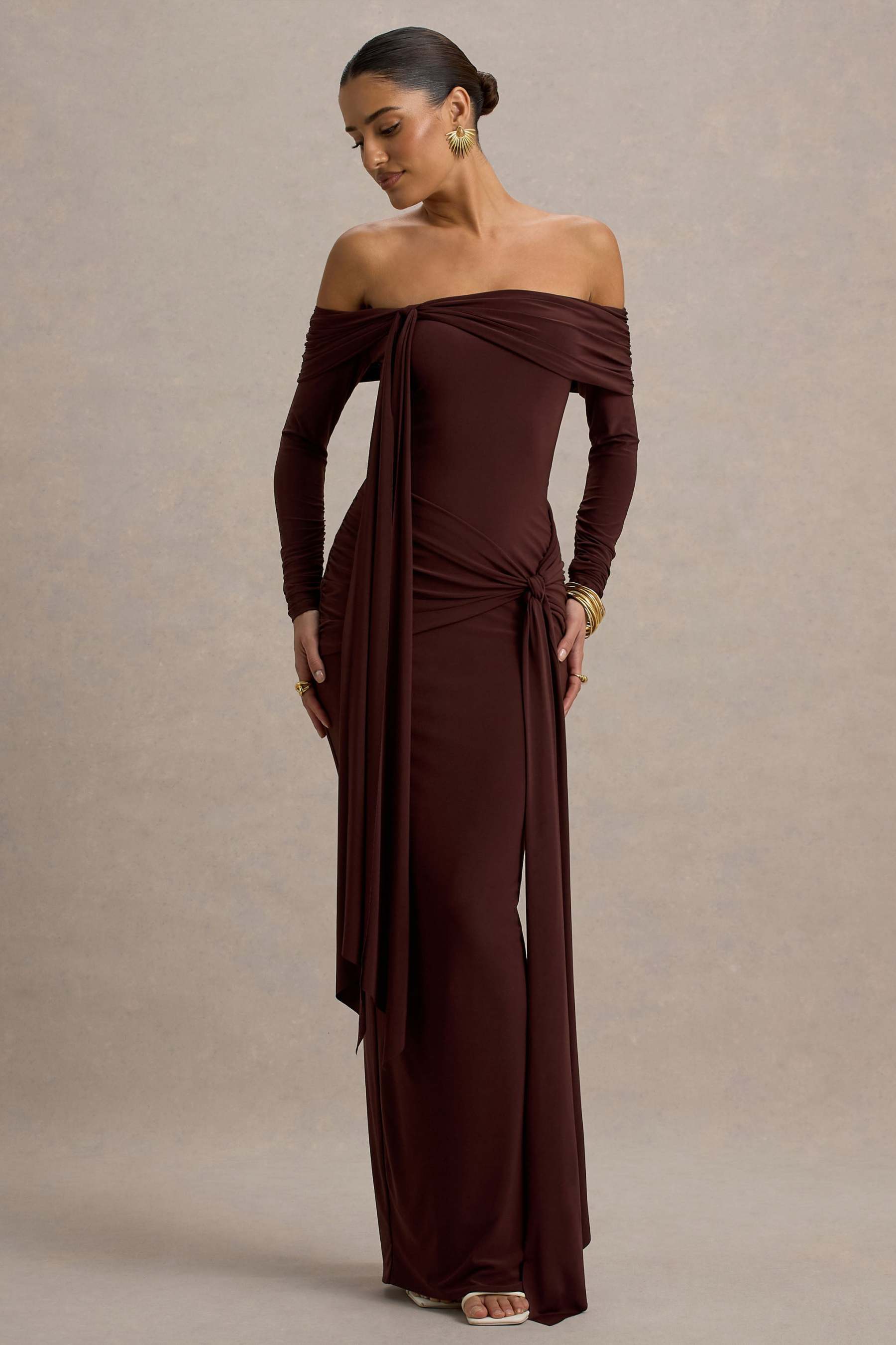 Solid Jersey Knotted Maxi Dress
