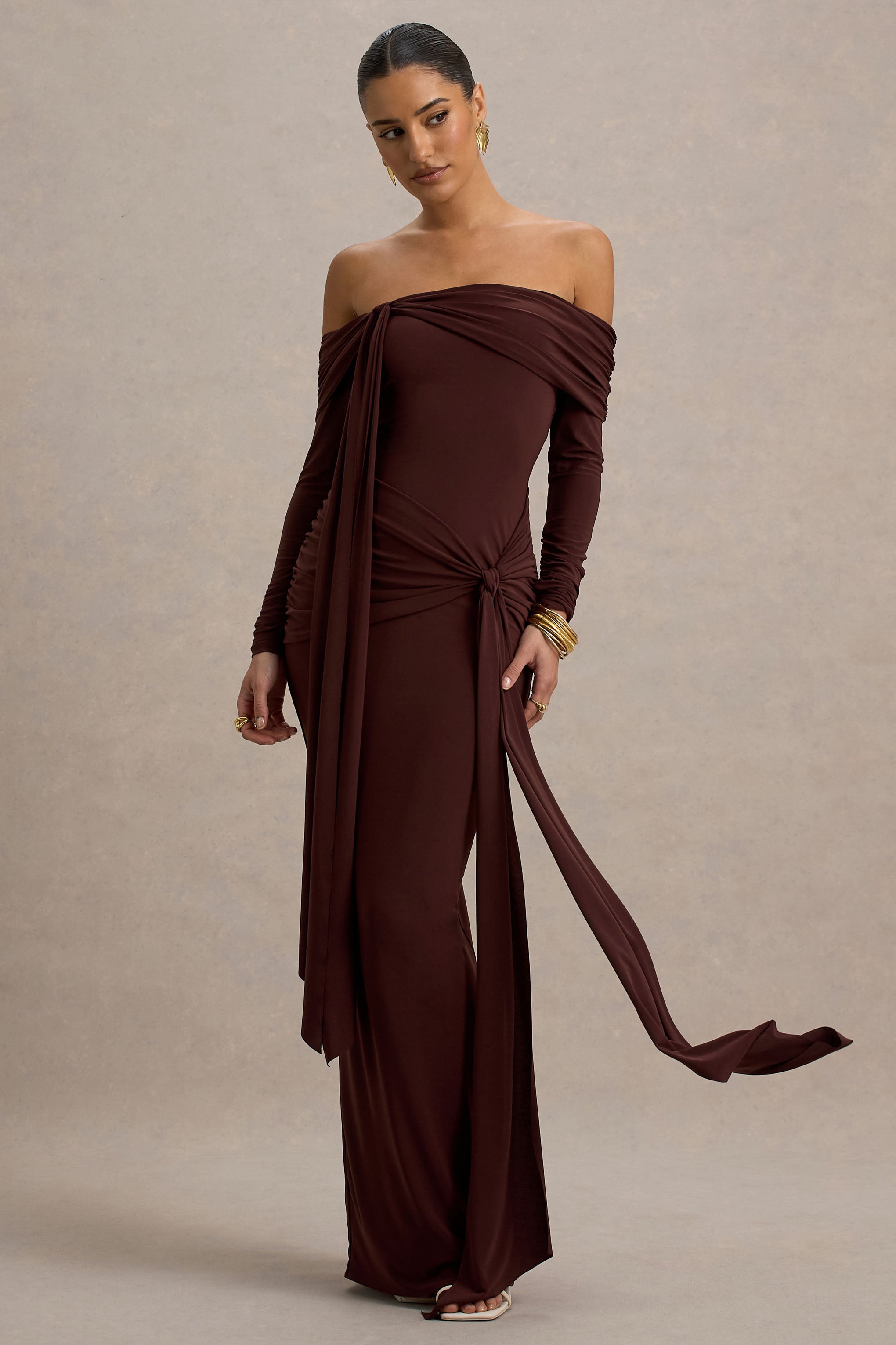 Solid Jersey Knotted Maxi Dress