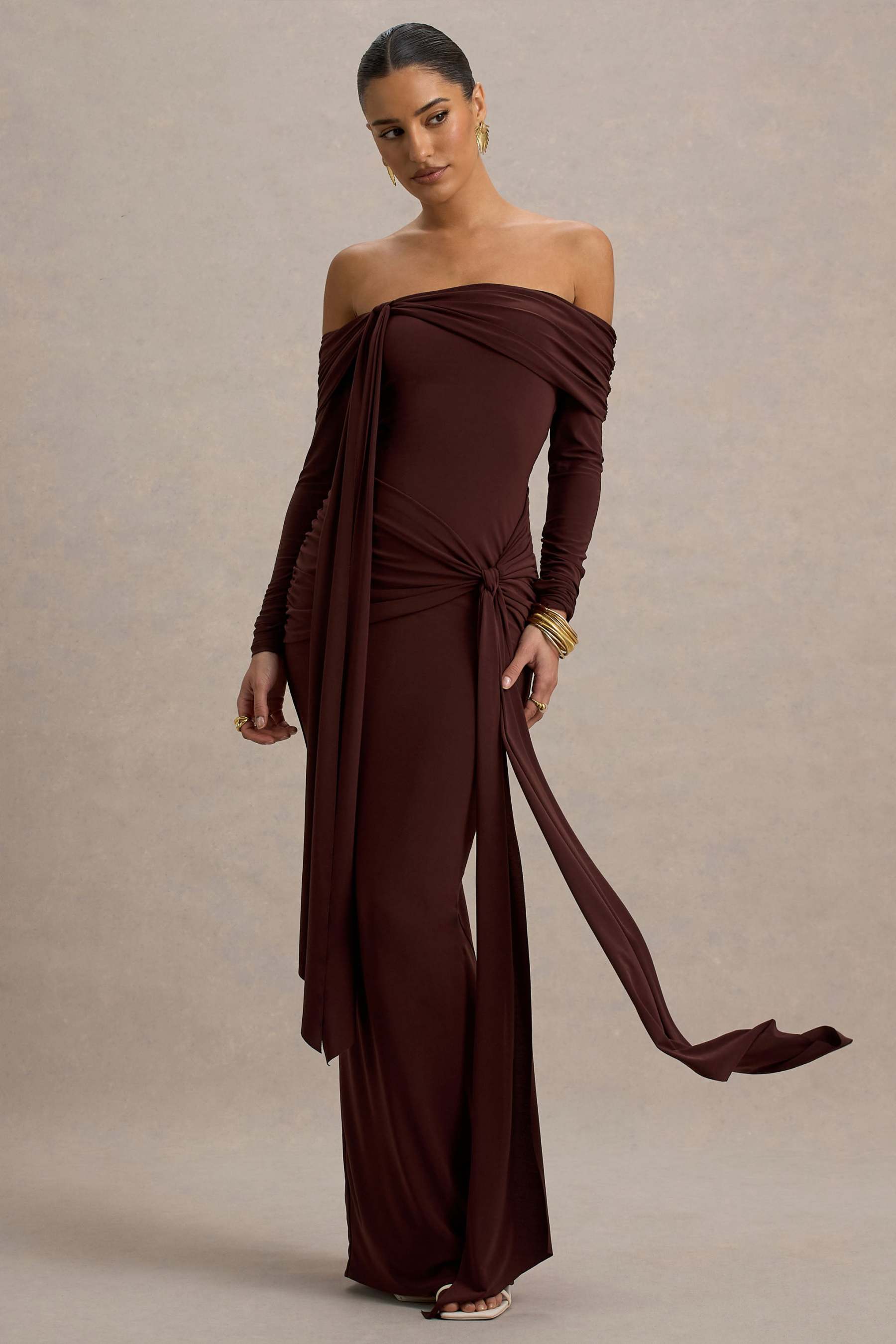 Solid Jersey Knotted Maxi Dress