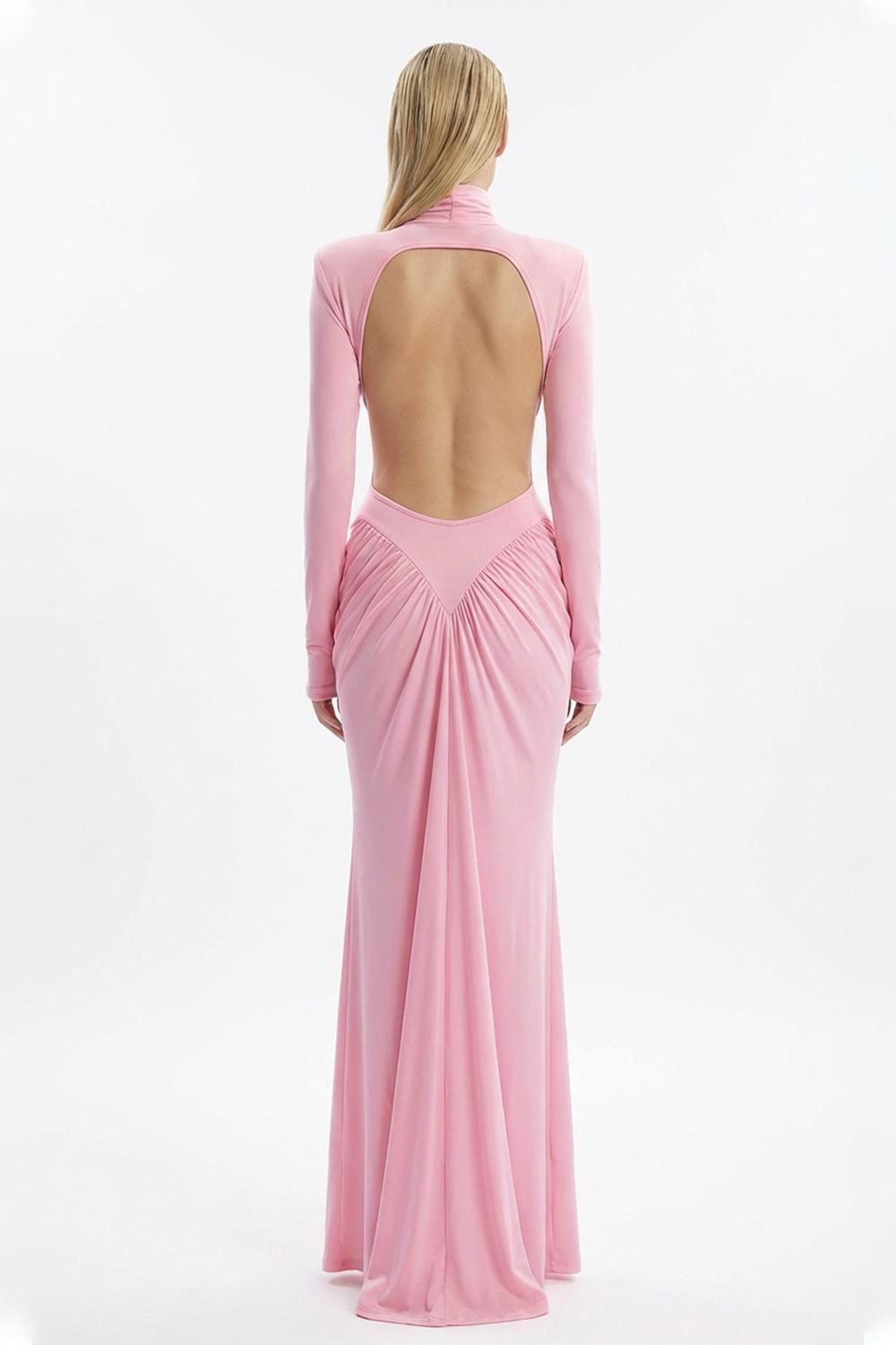 Solid Gathering Cut-Out Maxi Dress