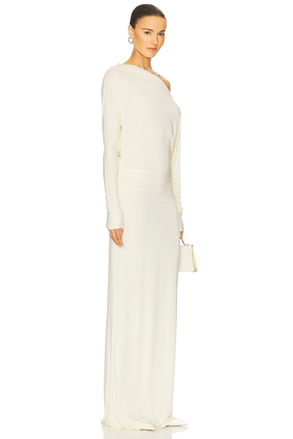 Jersey Solid One Shoulder Maxi Dress