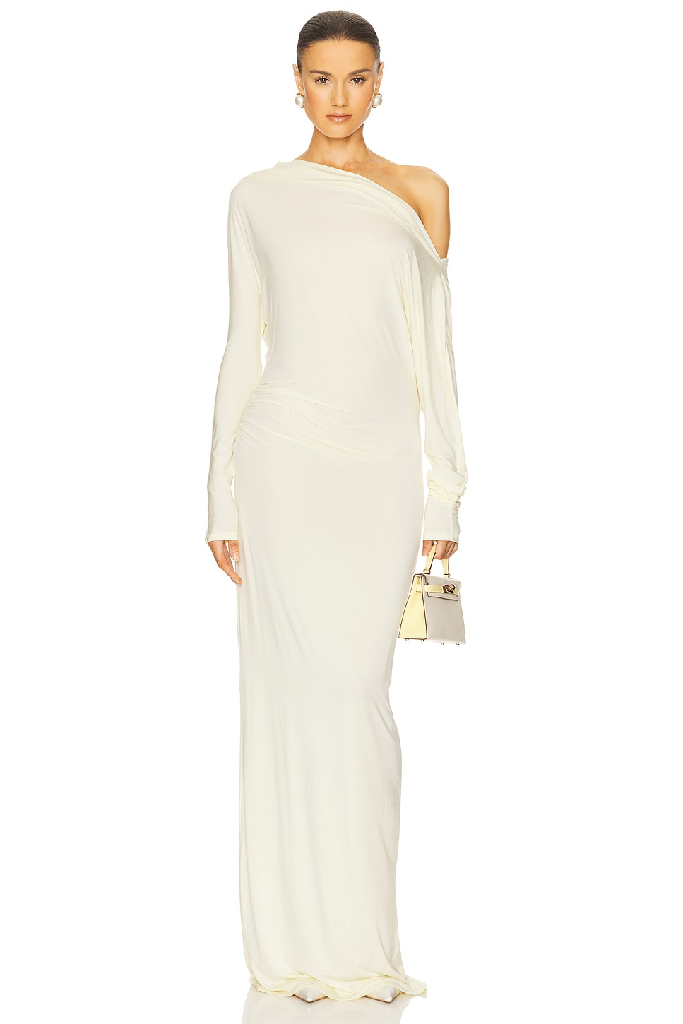 Jersey Solid One Shoulder Maxi Dress