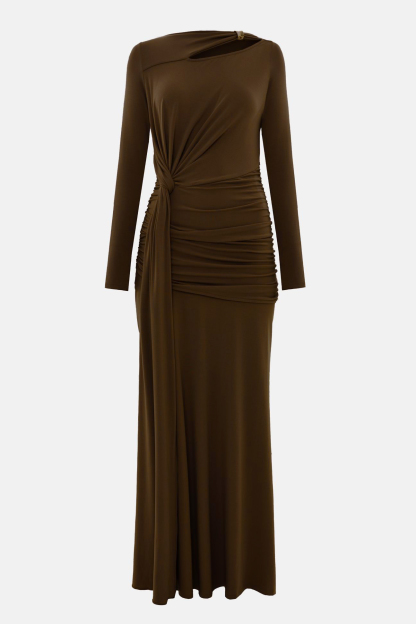 Jersey Gathering Knotted Maxi Dress