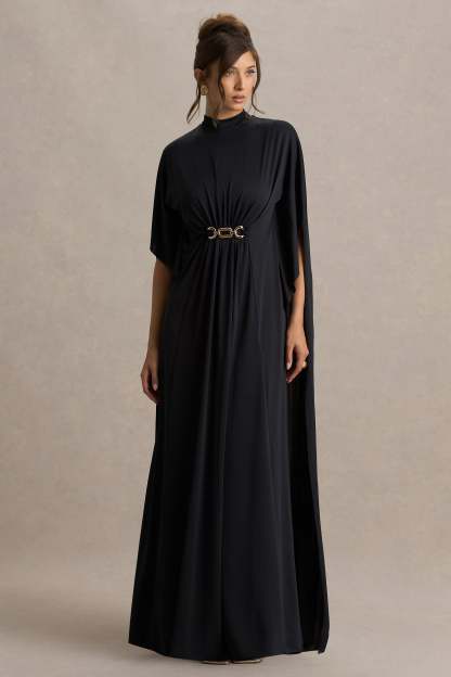 Jersey Metal Embellishment Gathering Maxi Dress