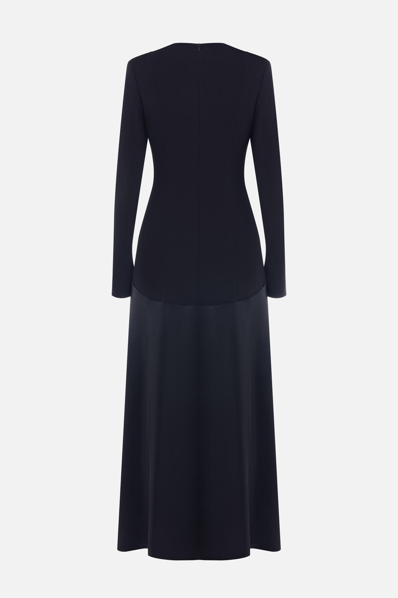 Satin Splicing Long Sleeve Maxi Dress