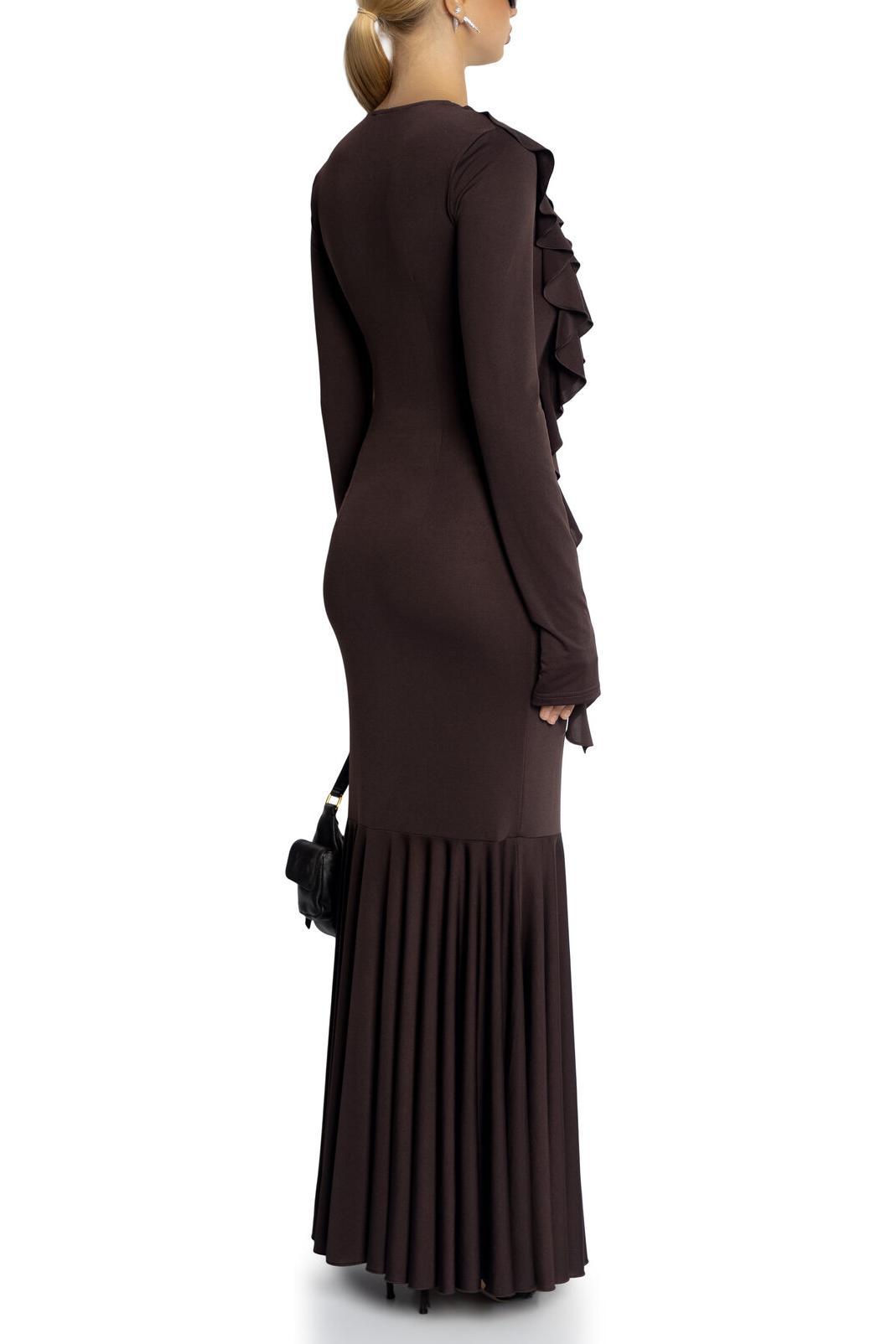 Jersey Frill Lace-Up Maxi Dress