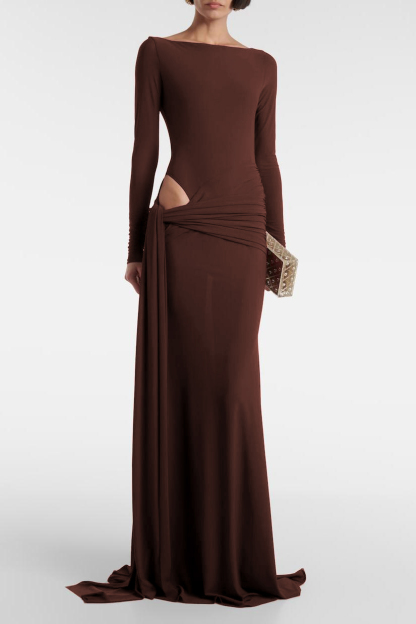 Jersey Cut-Out Lace-Up Maxi Dress