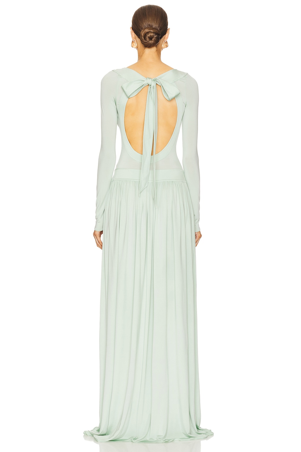 Jersey Lace-Up Backless Midi Dress