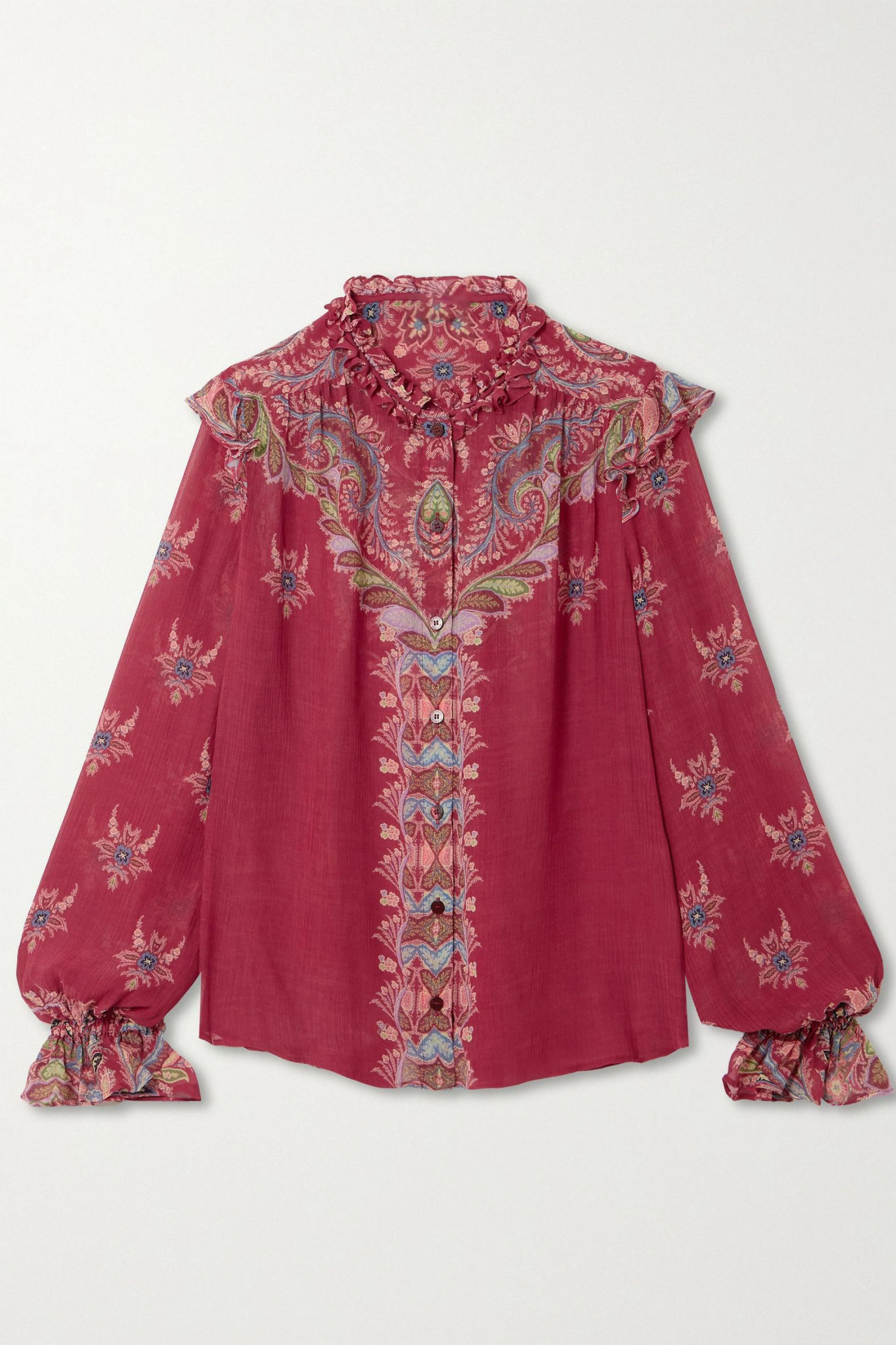 Paisley Print Top & High Waist Frill Maxi Skirt Set