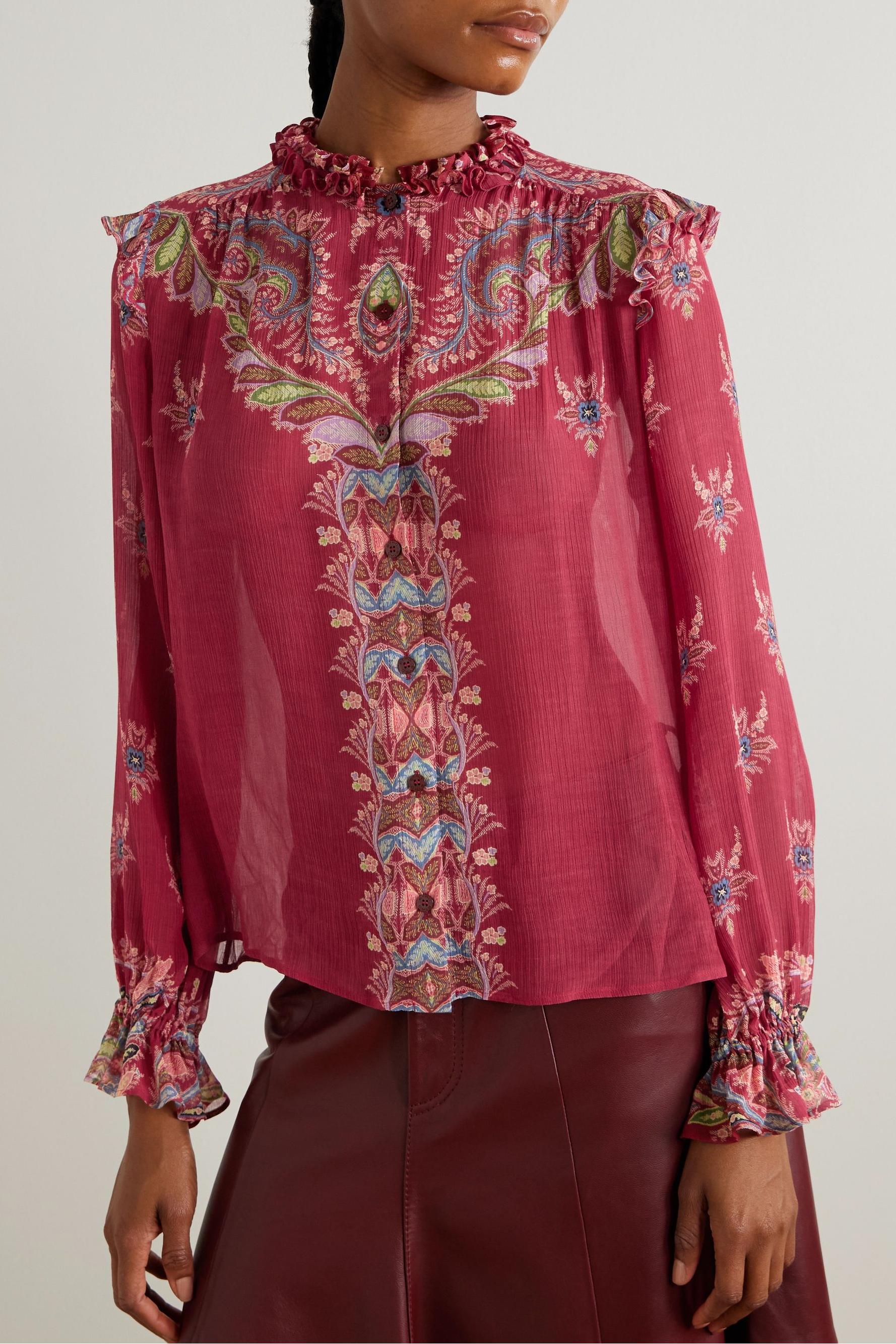 Paisley Print Top & High Waist Frill Maxi Skirt Set