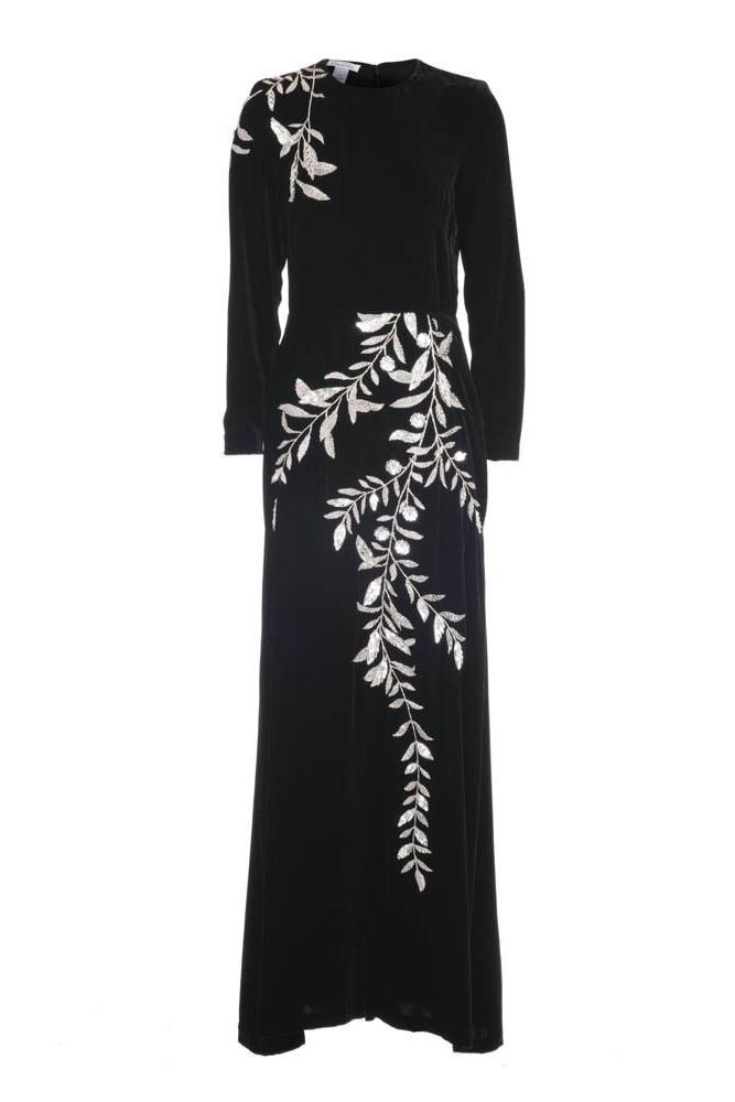 Sequin Embroidered Long Sleeve Midi Dress