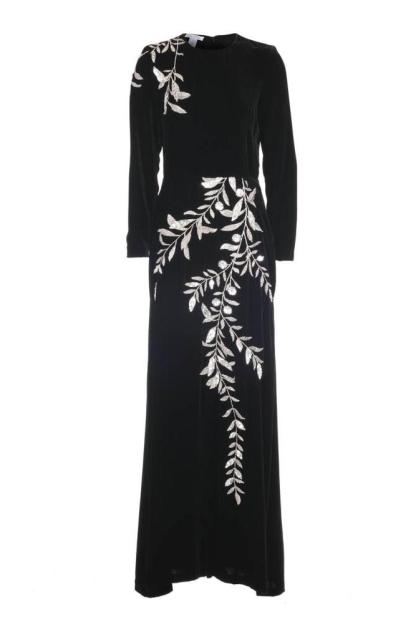 Sequin Embroidered Long Sleeve Midi Dress