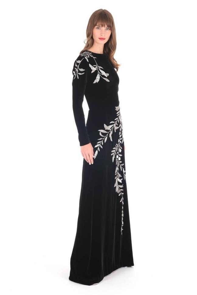 Sequin Embroidered Long Sleeve Midi Dress