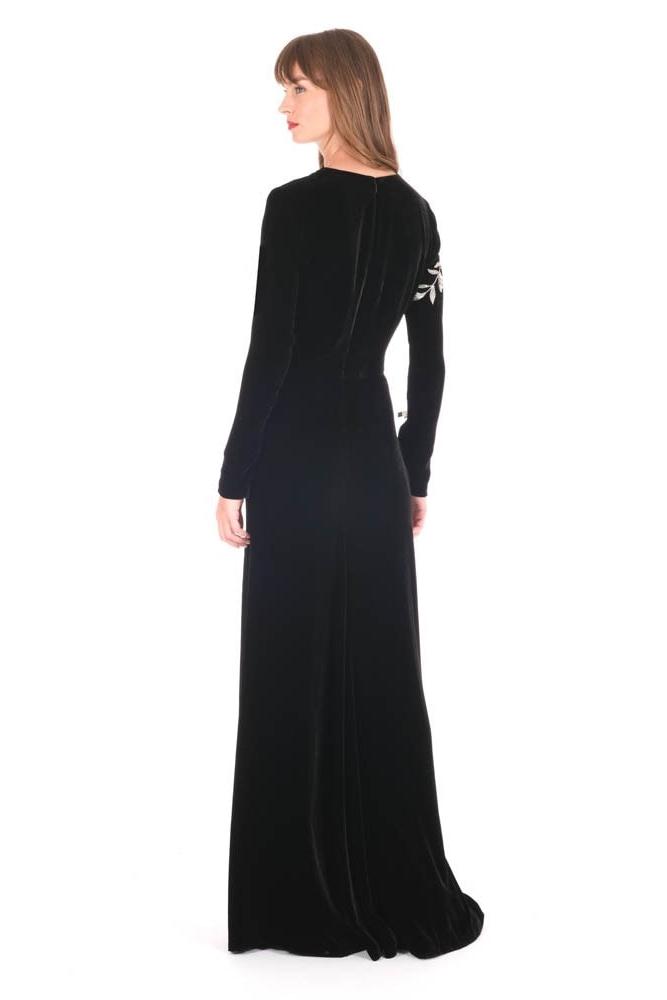 Sequin Embroidered Long Sleeve Midi Dress