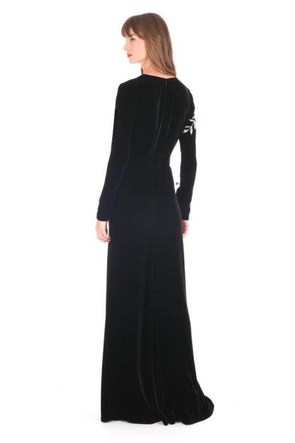 Sequin Embroidered Long Sleeve Midi Dress