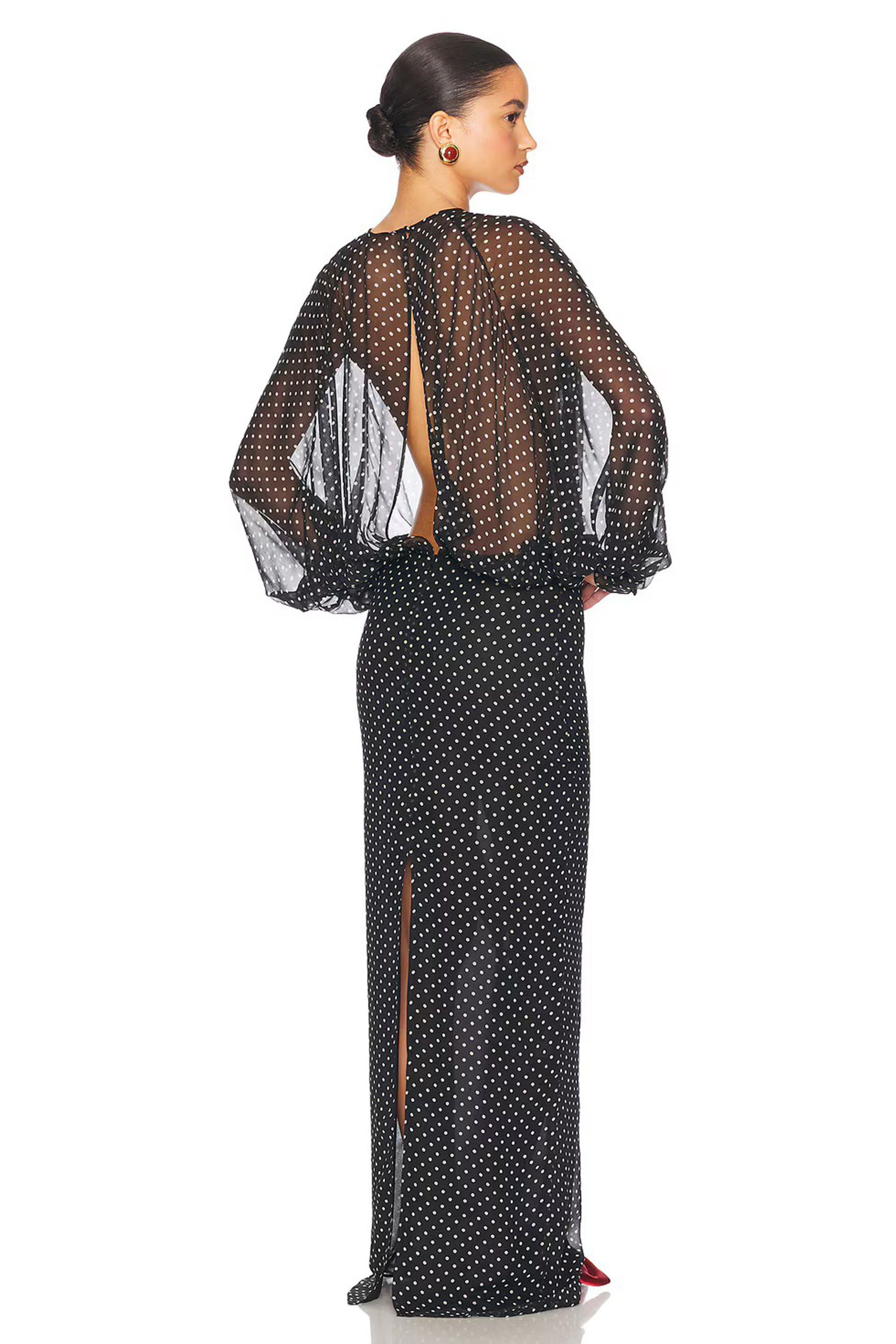 Chiffon Dot See-Through Maxi Dress